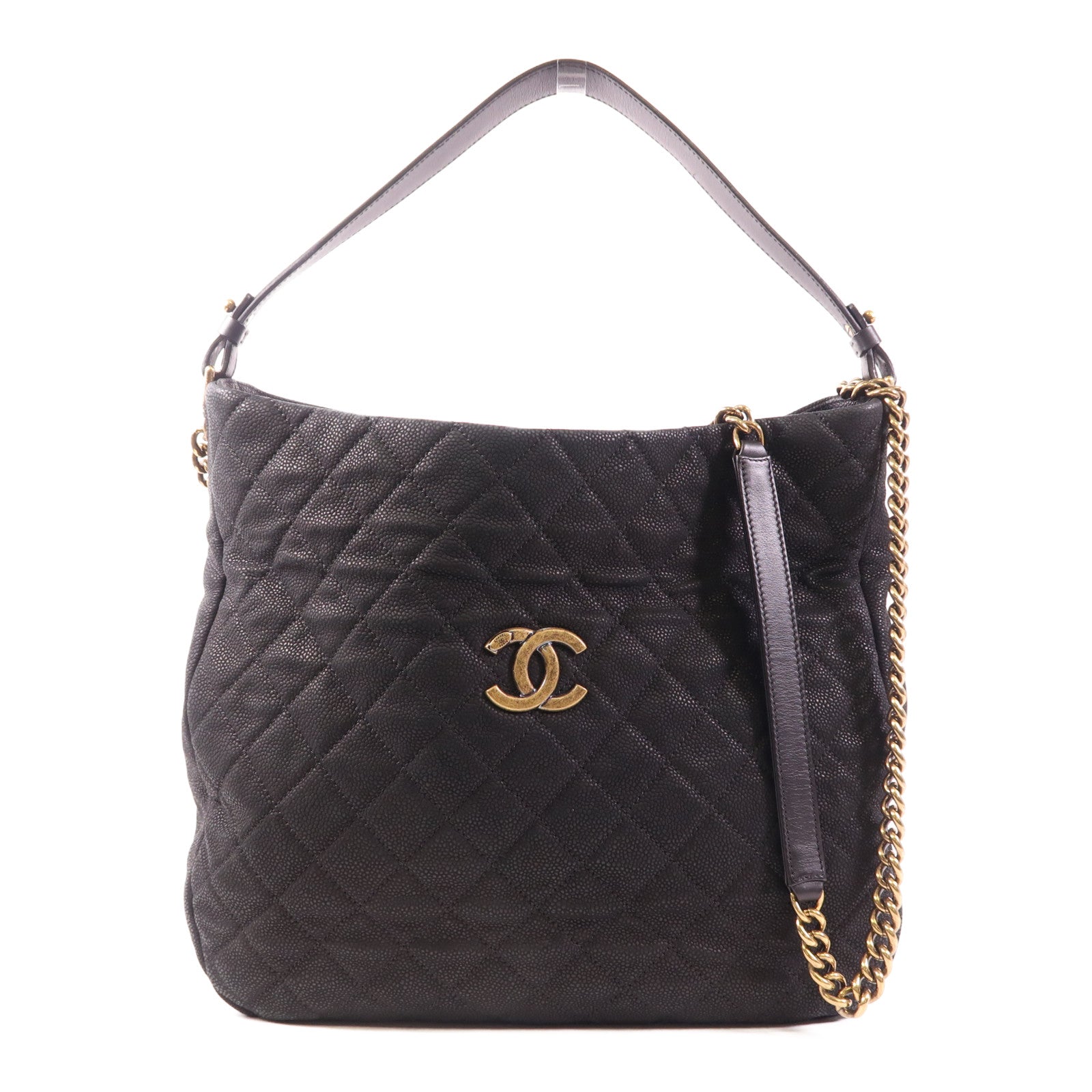 CHANEL 牛皮皮革Shoulder Bag金扣手挽肩背兩用袋