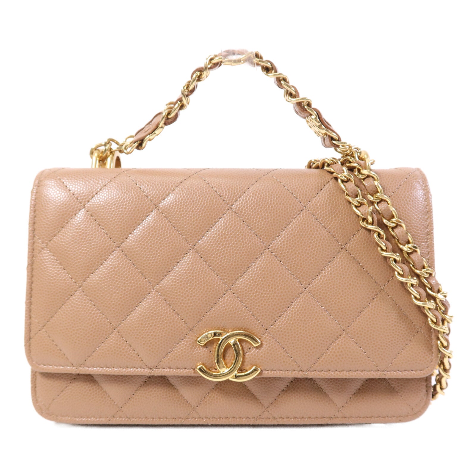 CHANEL 牛皮皮革WOC Wallet On Chain金扣鏈帶手挽肩背兩用袋