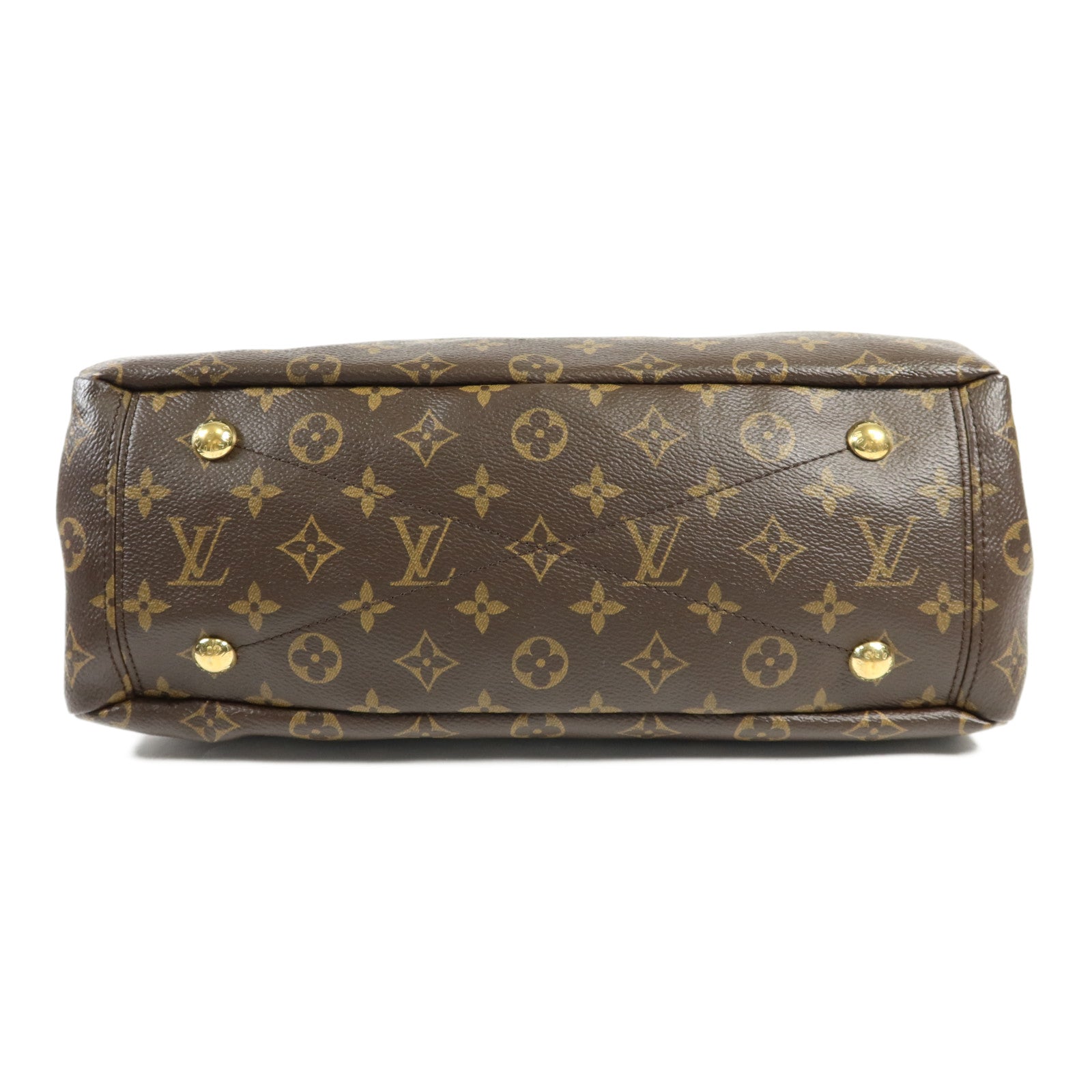 LOUIS VUITTON Monogram Pallas金扣手挽肩背兩用袋棕色/紅色