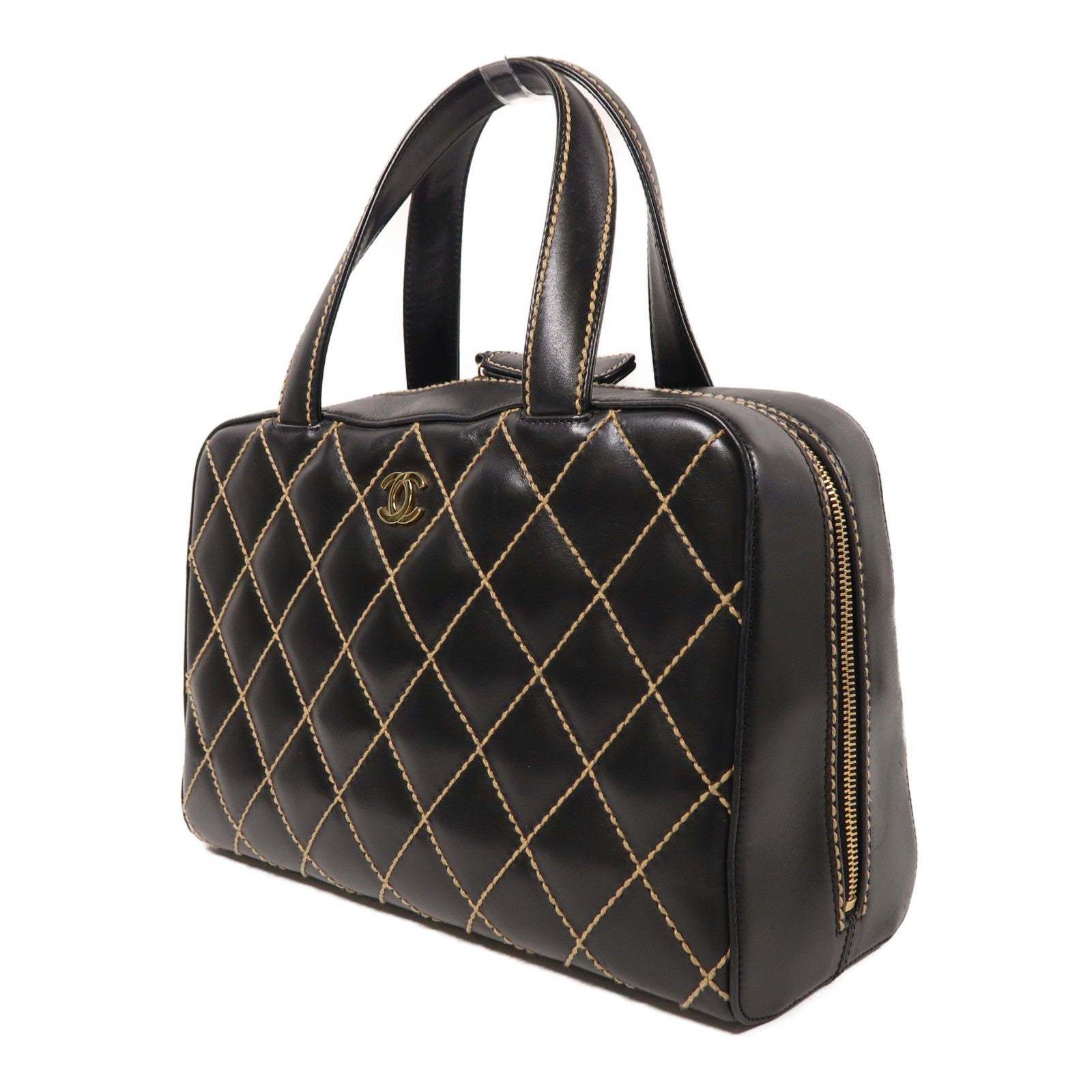 CHANEL 牛皮皮革Vintage Handbag金扣手挽袋