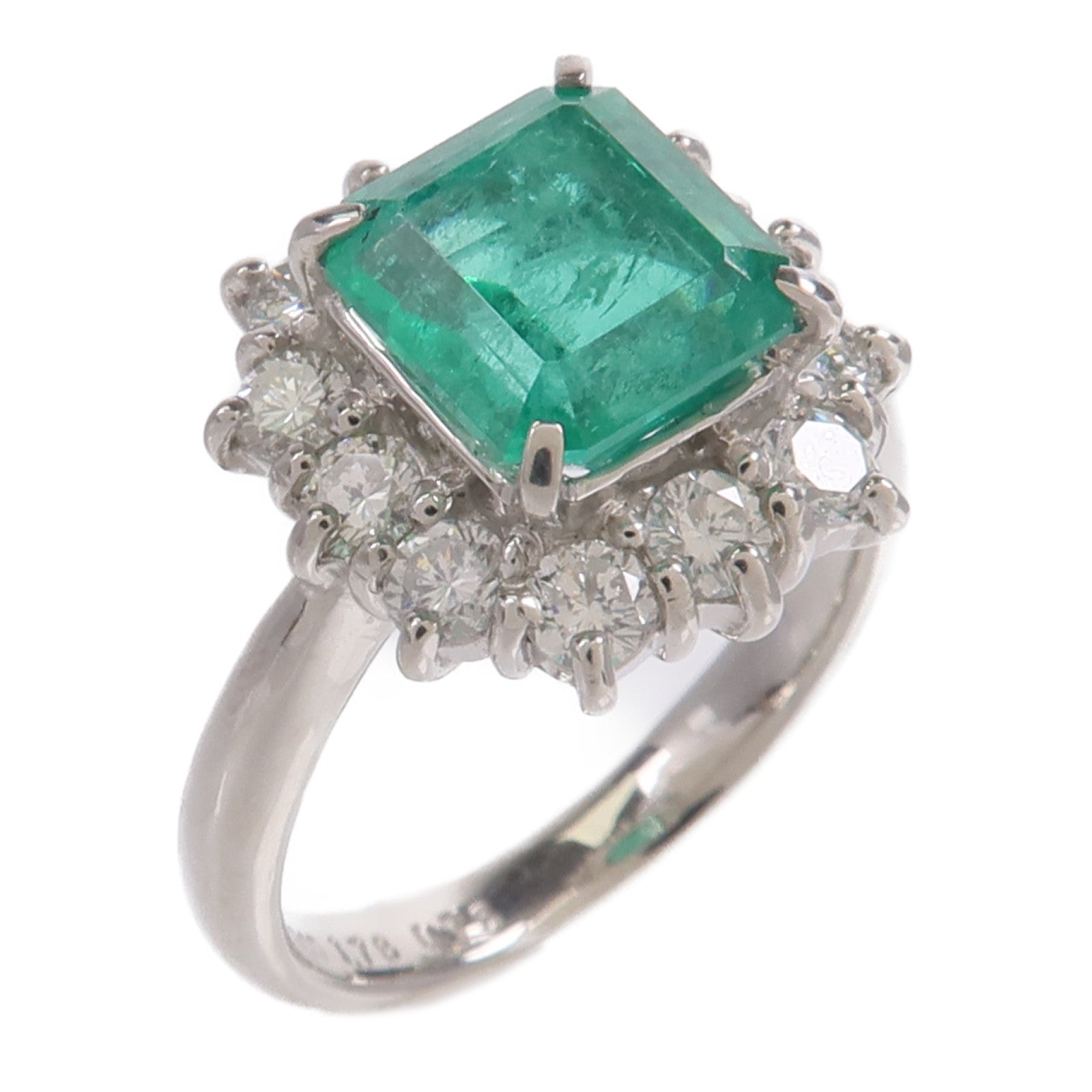 JEWELRY PT900鉑金Emerald Diamond Ring綠寶石/鑽石戒指