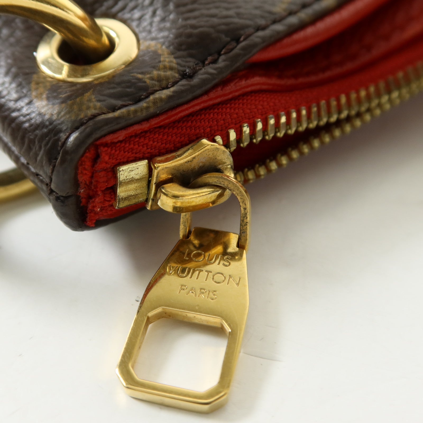 LOUIS VUITTON Monogram Pallas金扣手挽肩背兩用袋棕色/紅色