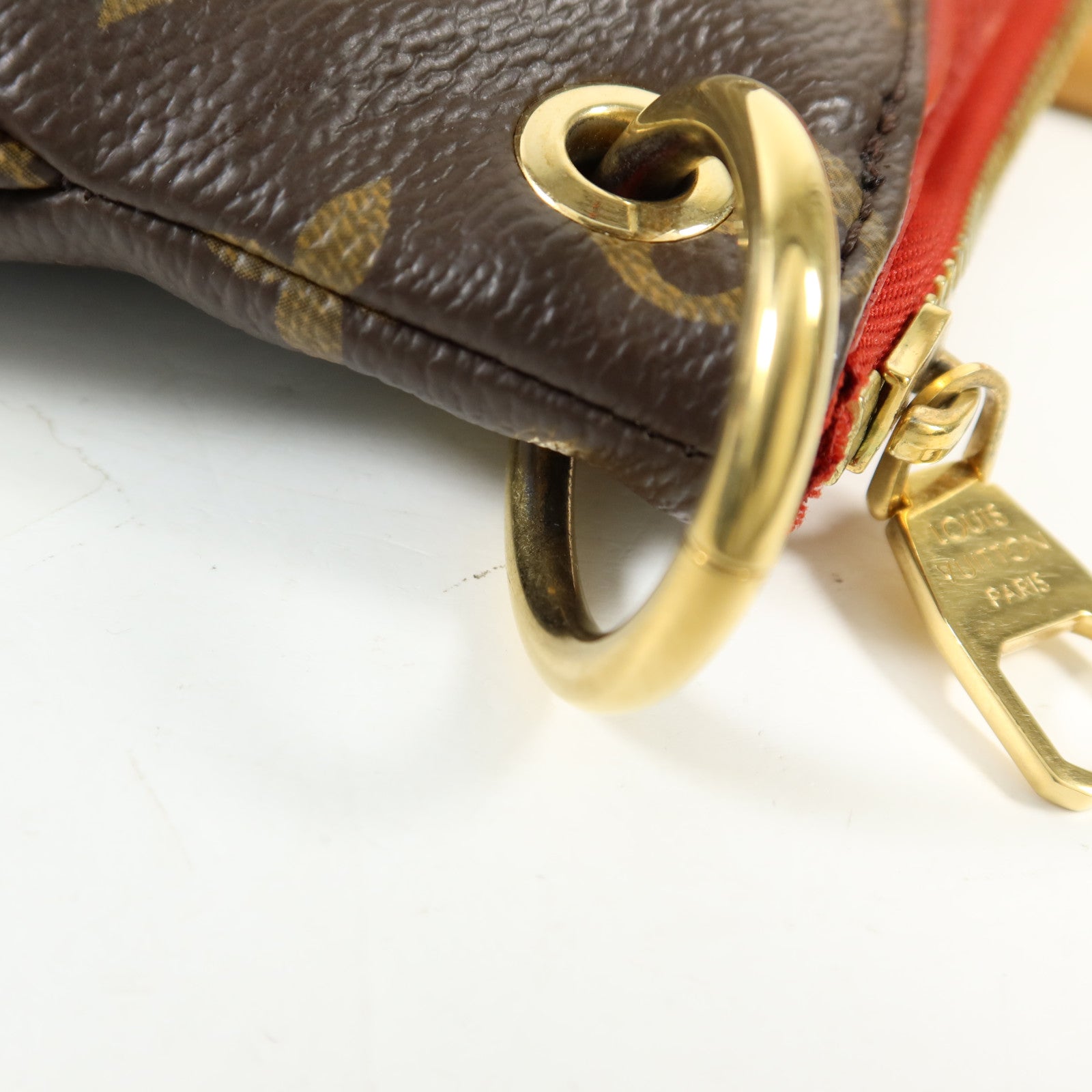 LOUIS VUITTON Monogram Pallas金扣手挽肩背兩用袋棕色/紅色