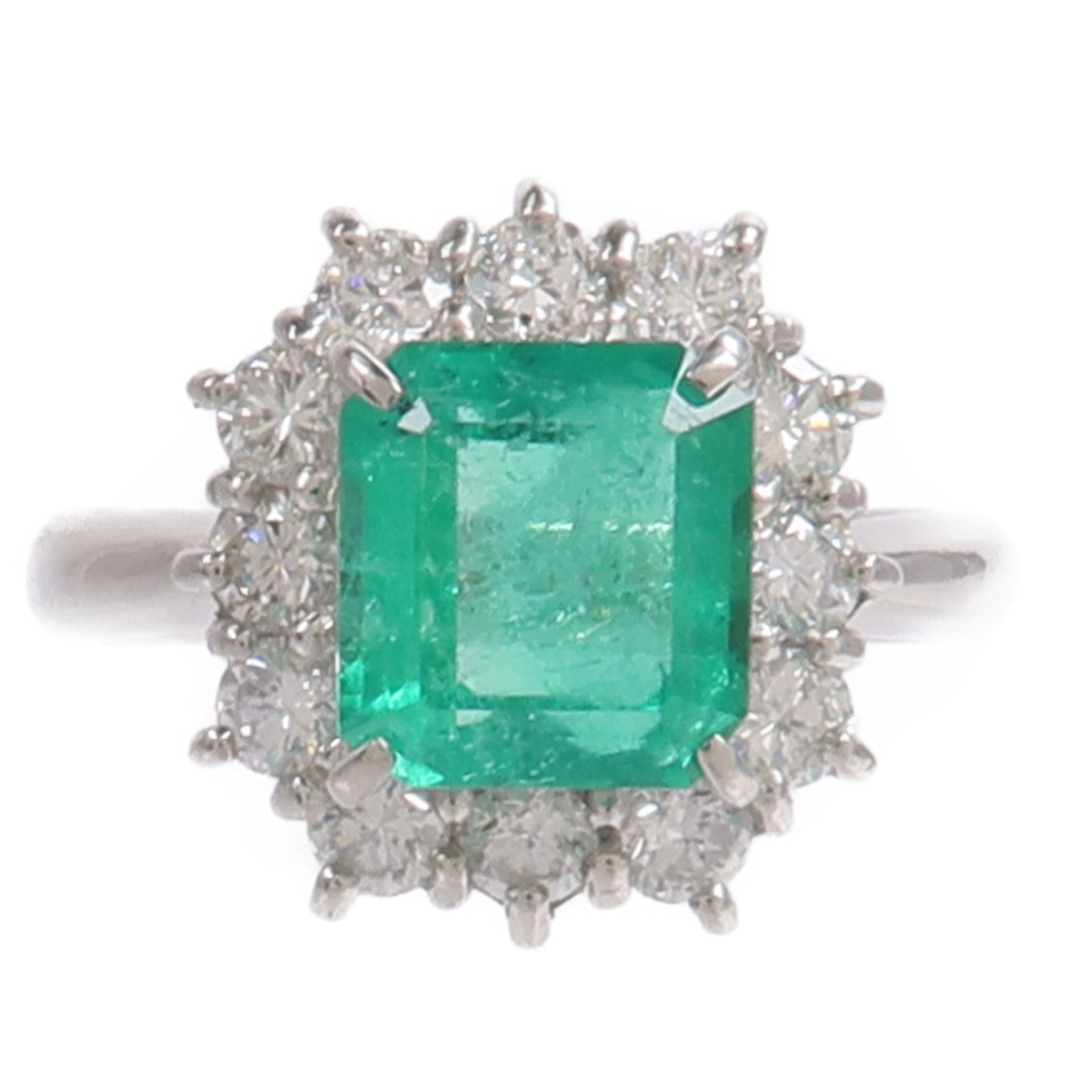 JEWELRY PT900鉑金Emerald Diamond Ring綠寶石/鑽石戒指
