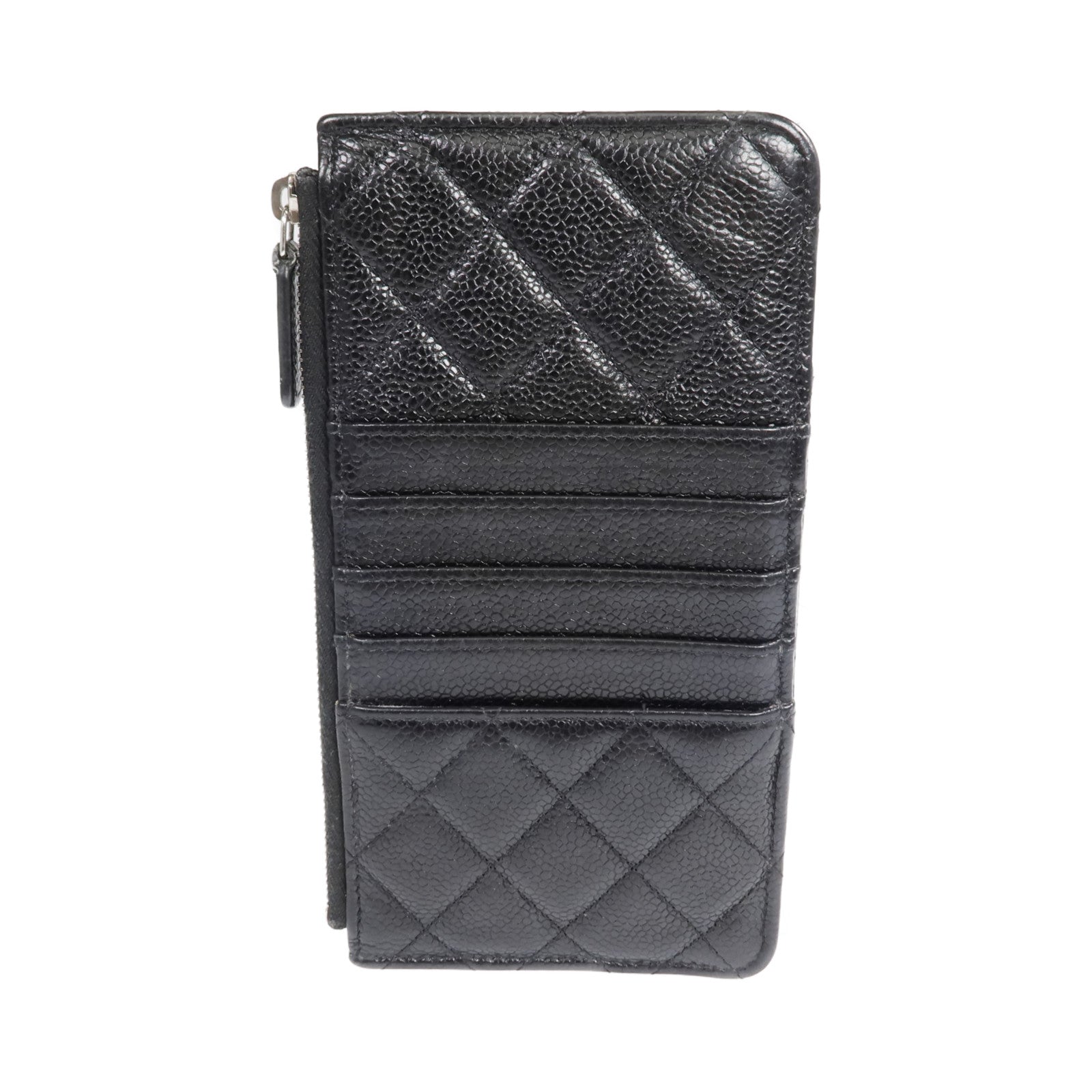 CHANEL 【激減優惠】牛皮皮革Phone Zipper Wallet銀扣長錢包