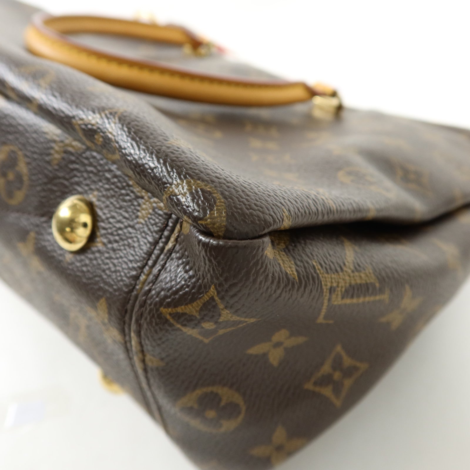 LOUIS VUITTON Monogram Pallas金扣手挽肩背兩用袋棕色/紅色