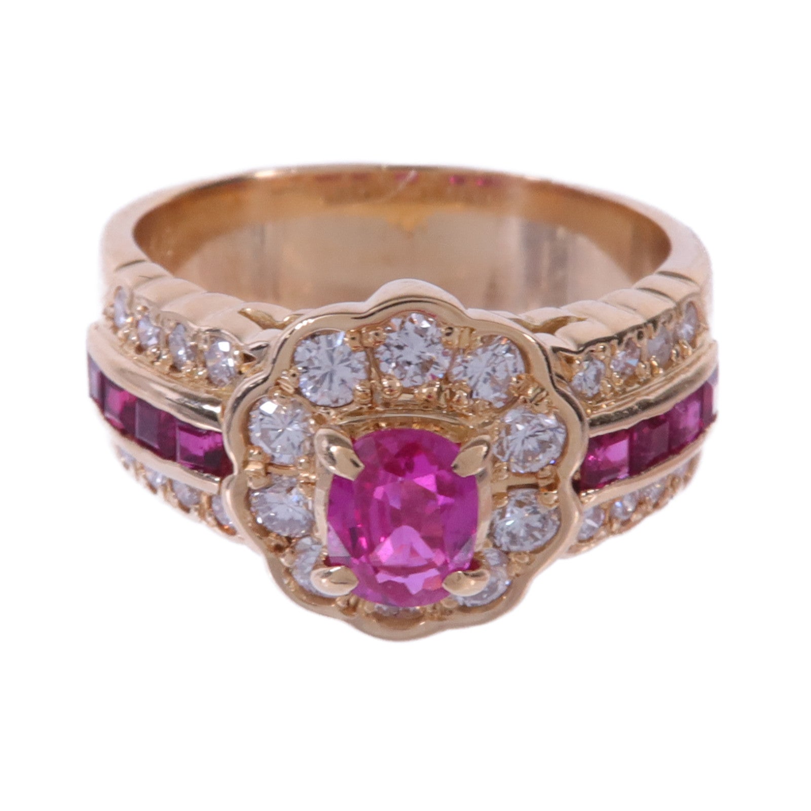 JEWELRY 【激減優惠】18K黃金Ruby Diamond Ring紅寶石/鑽石戒指#US6
