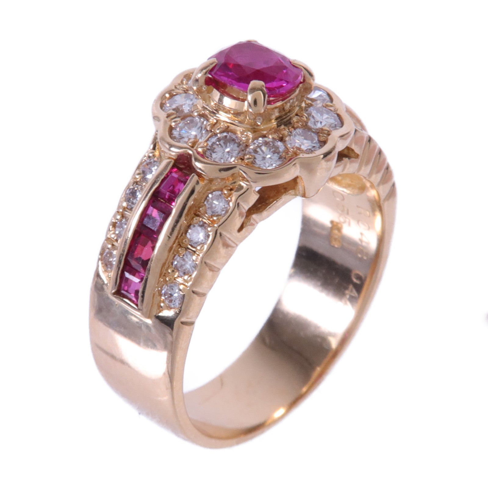 JEWELRY 【激減優惠】18K黃金Ruby Diamond Ring紅寶石/鑽石戒指#US6