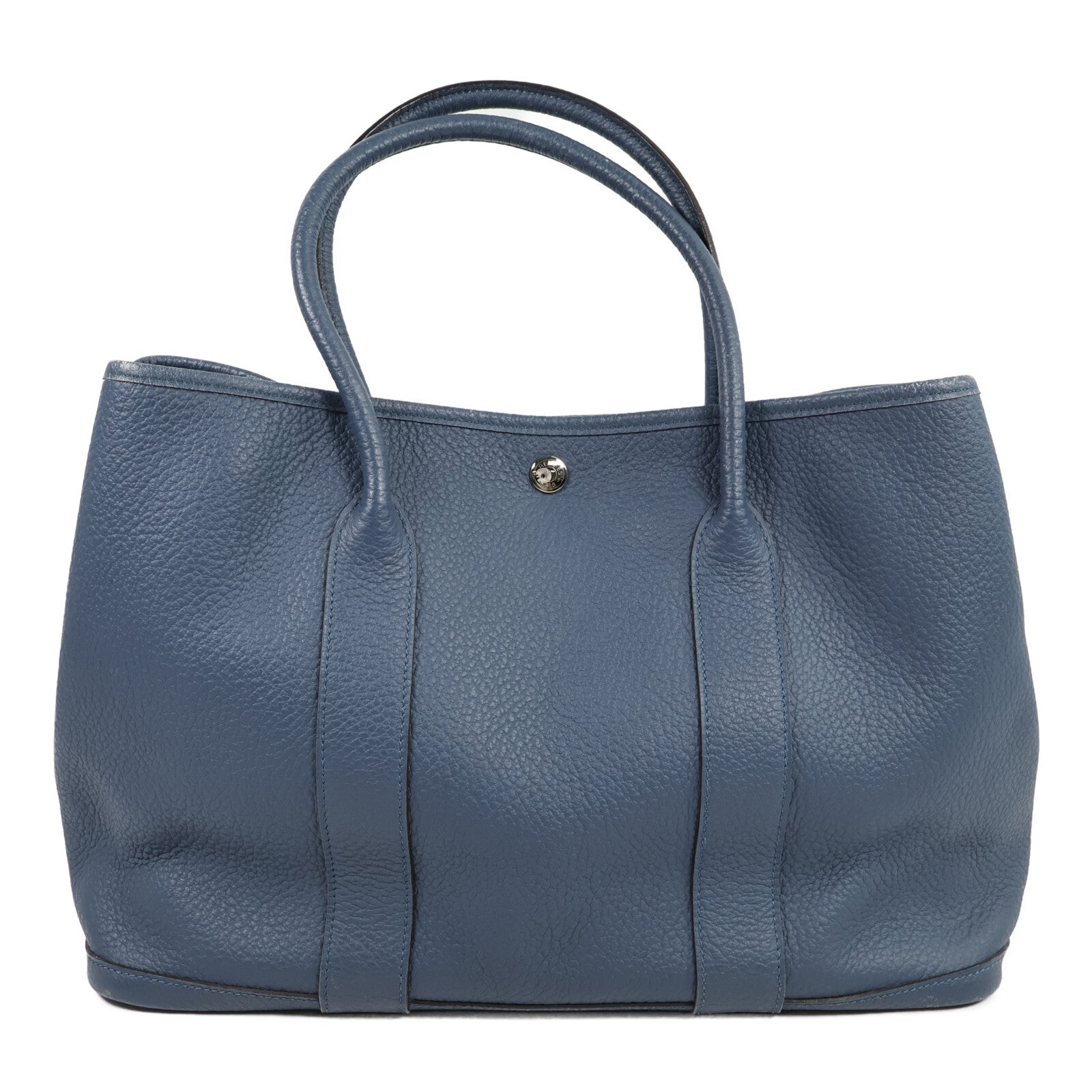 HERMES Clemence皮革Garden Party PM手挽袋Bleu Orage