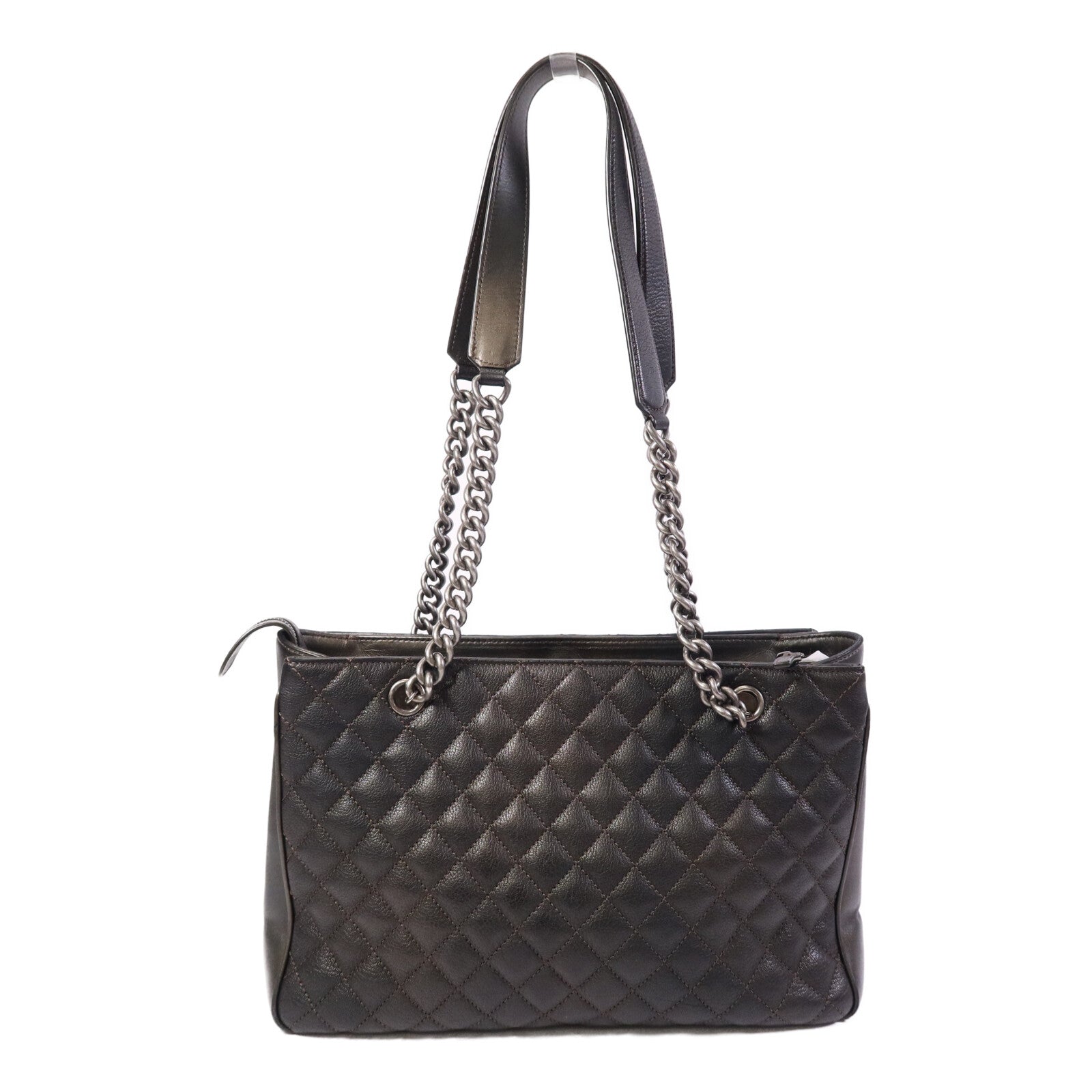CHANEL 牛皮皮革Chain Shoulder Bag銀扣鏈帶肩背袋