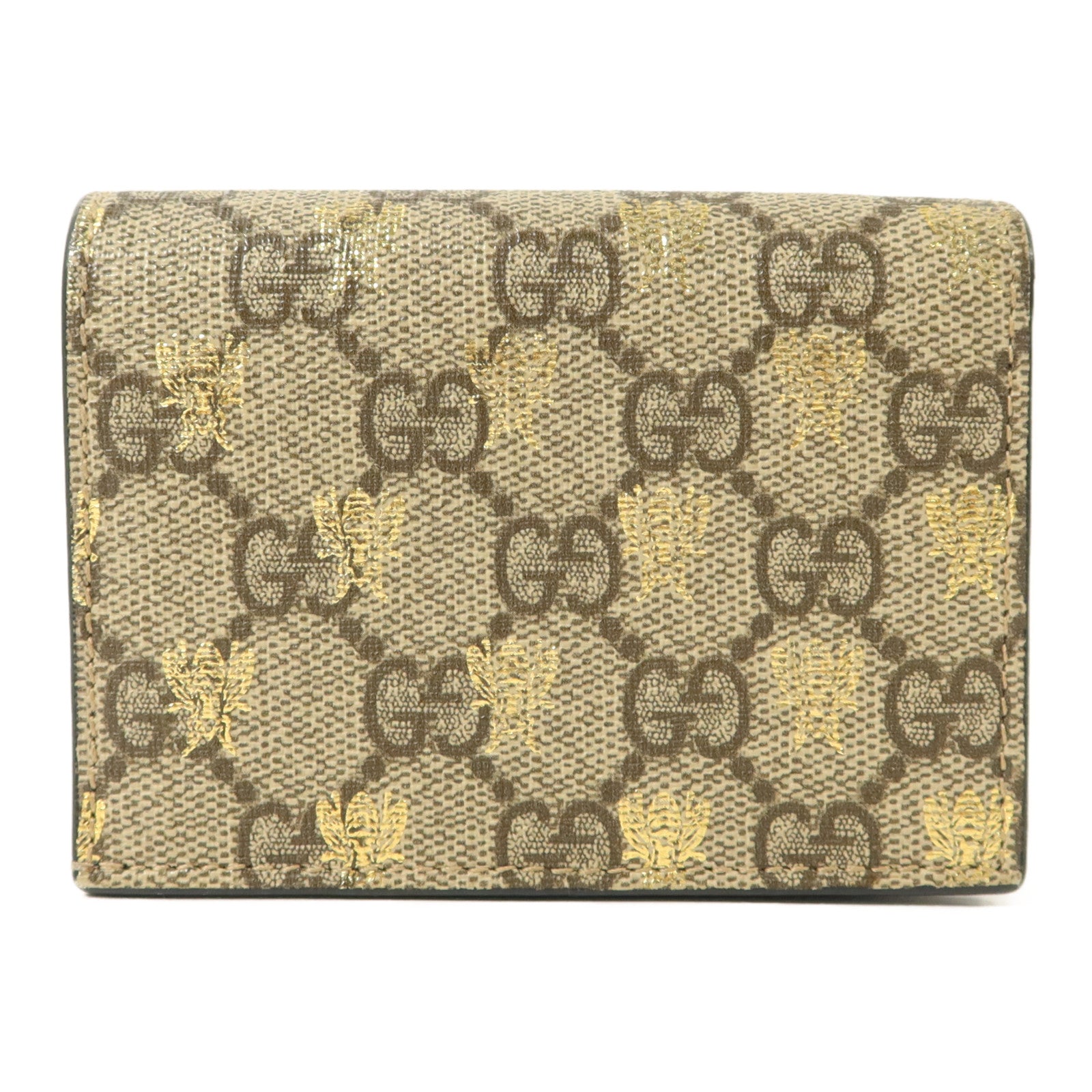 GUCCI 塗層帆布/牛皮皮革GG Supreme Bees Folded Wallet錢包