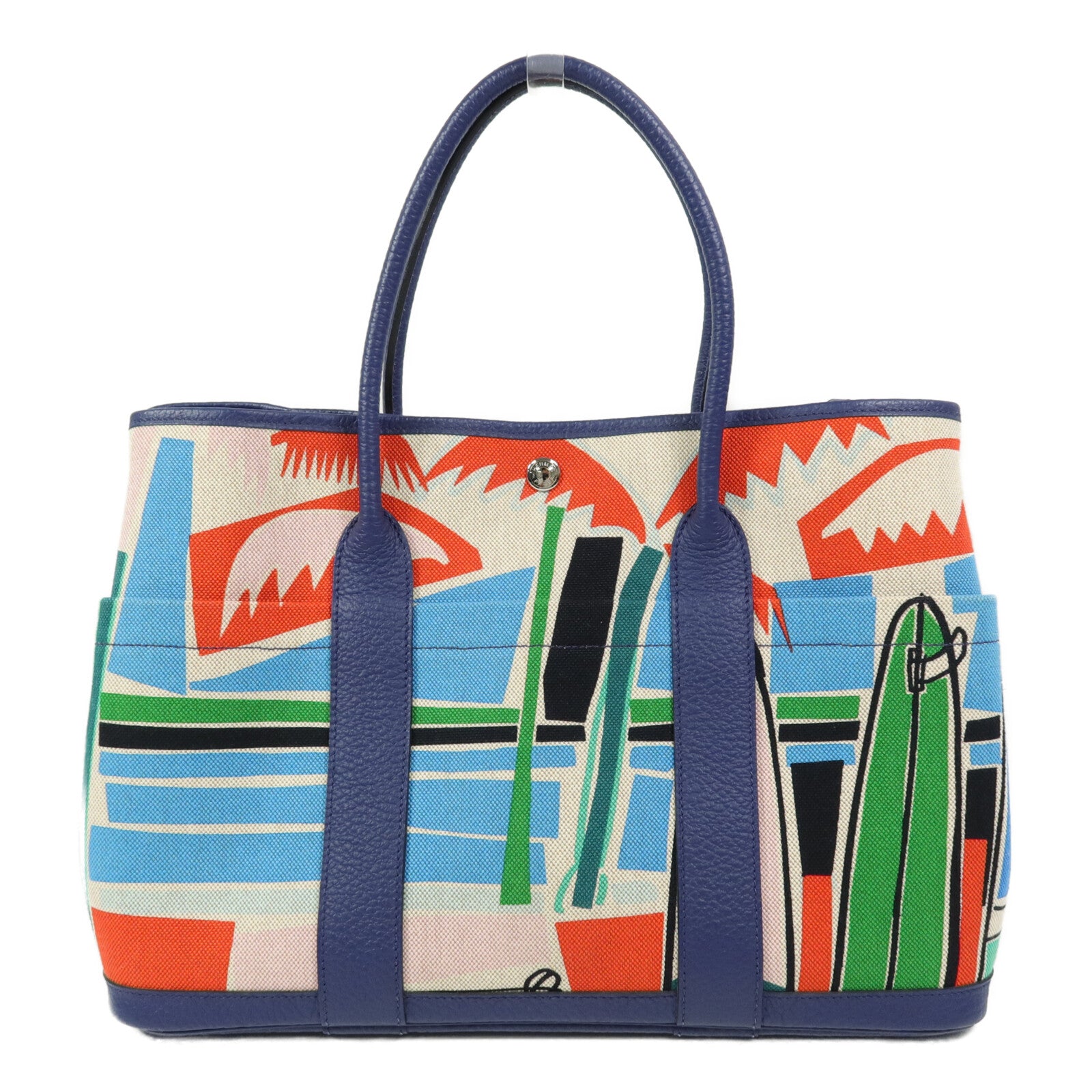 HERMES Canvas/Negonda皮革Garden Party PM Pocket手挽肩背兩用袋Multi Color