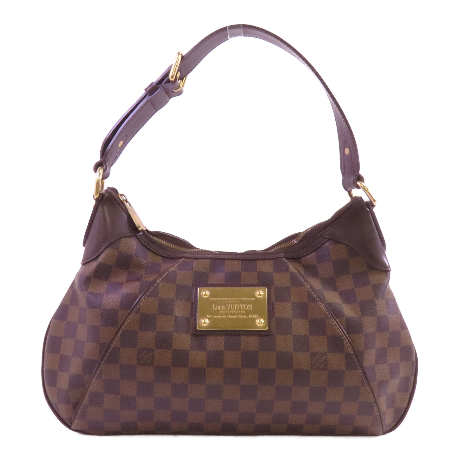 LOUIS VUITTON Damier Ebene Thames PM金扣肩背袋