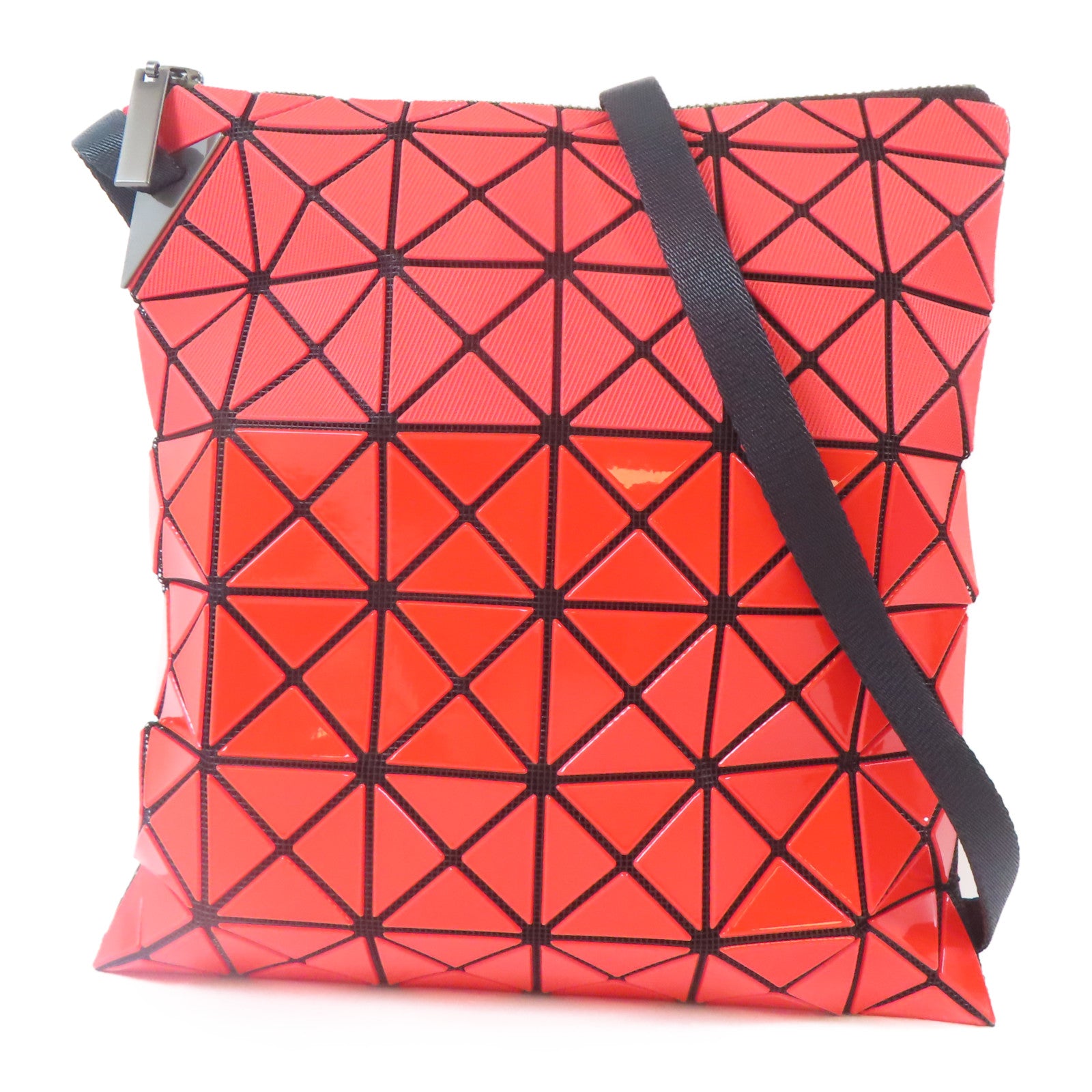 BAOBAO ISSEYMIYAKE 塗層帆布Cross Carry Bag黑扣肩背袋橙紅色
