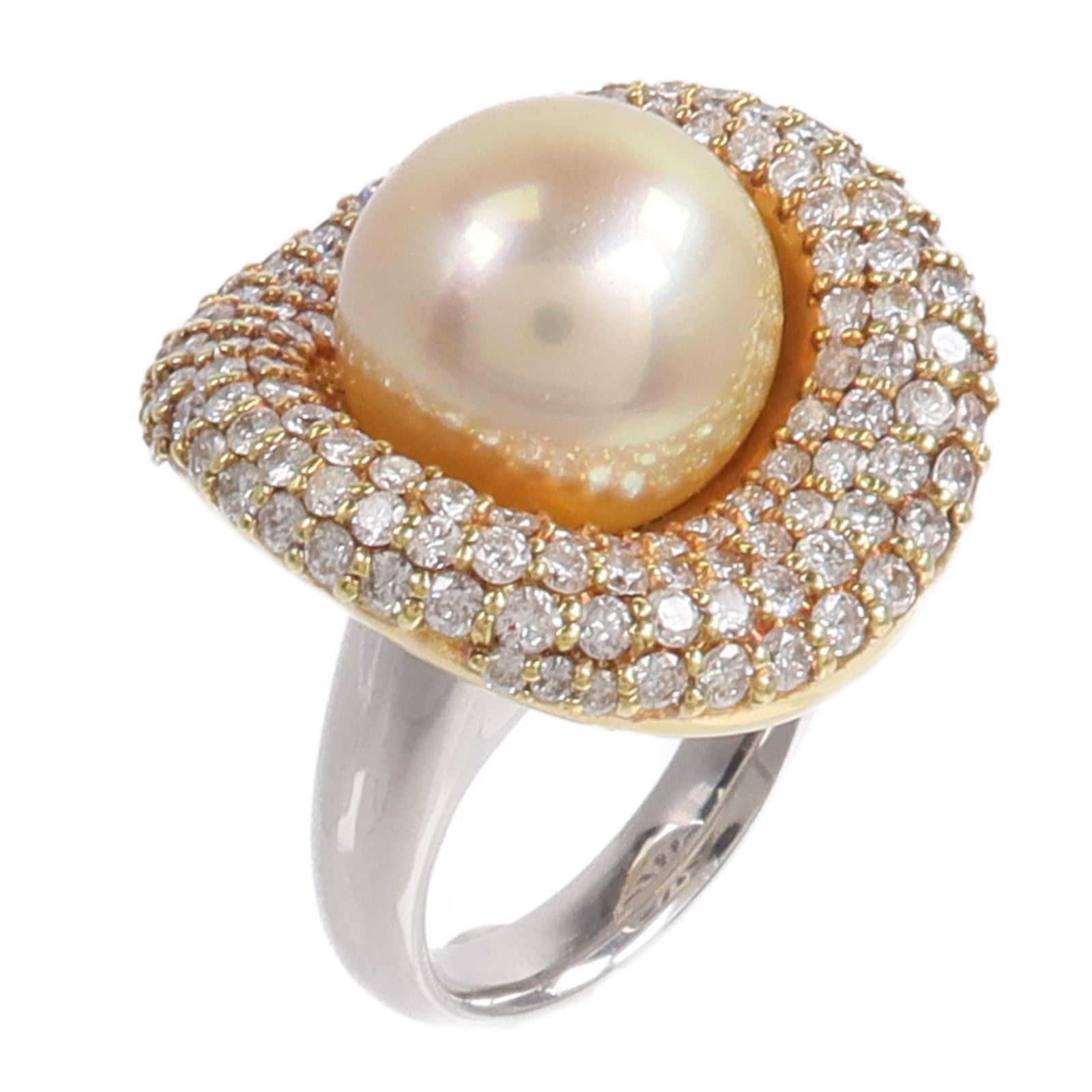 JEWELRY 18K黃金/PT900鉑金Pearl Diamond Ring珍珠/鑽石戒指