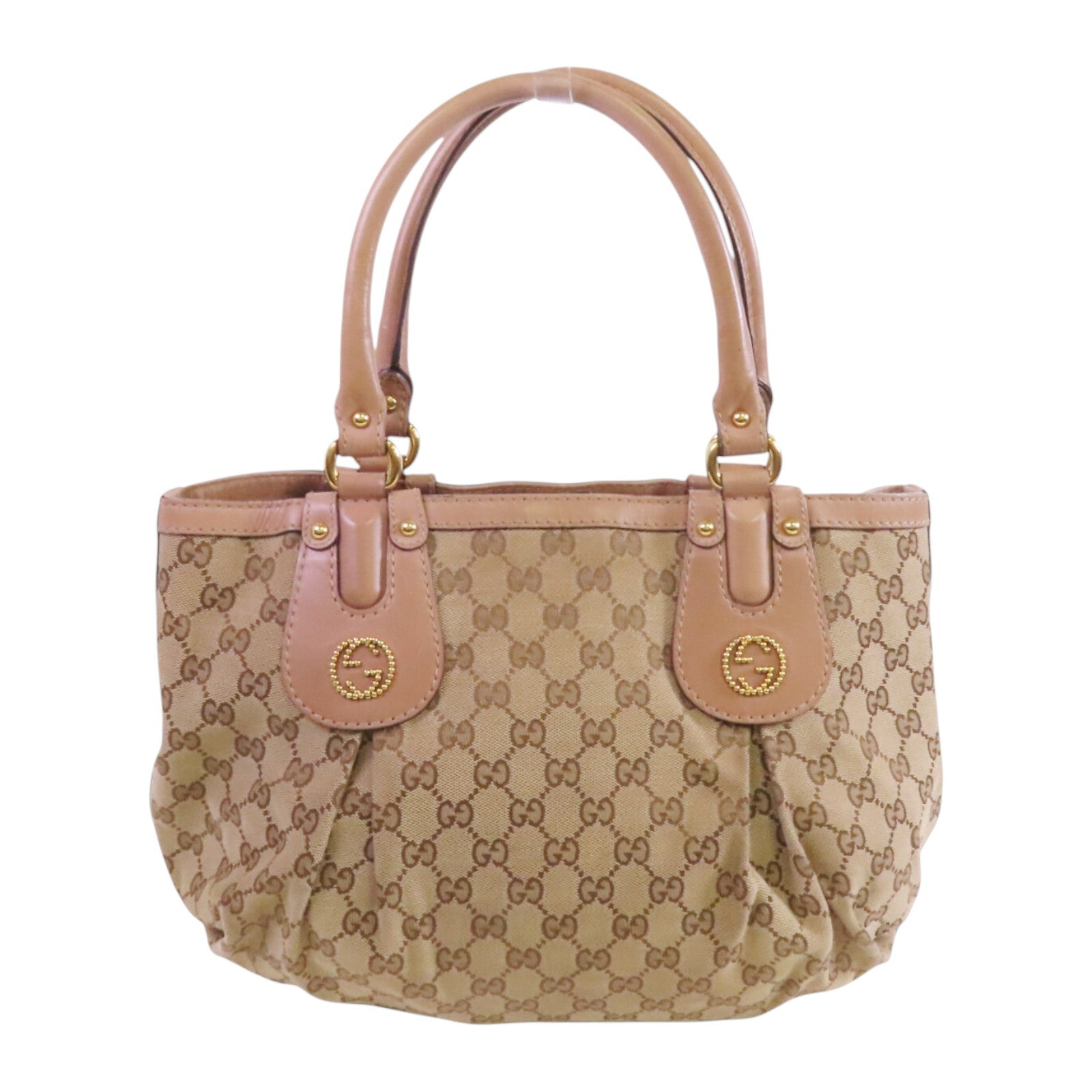 GUCCI GG帆布 Scarlett Stud Interlocking G Tote金扣肩背袋