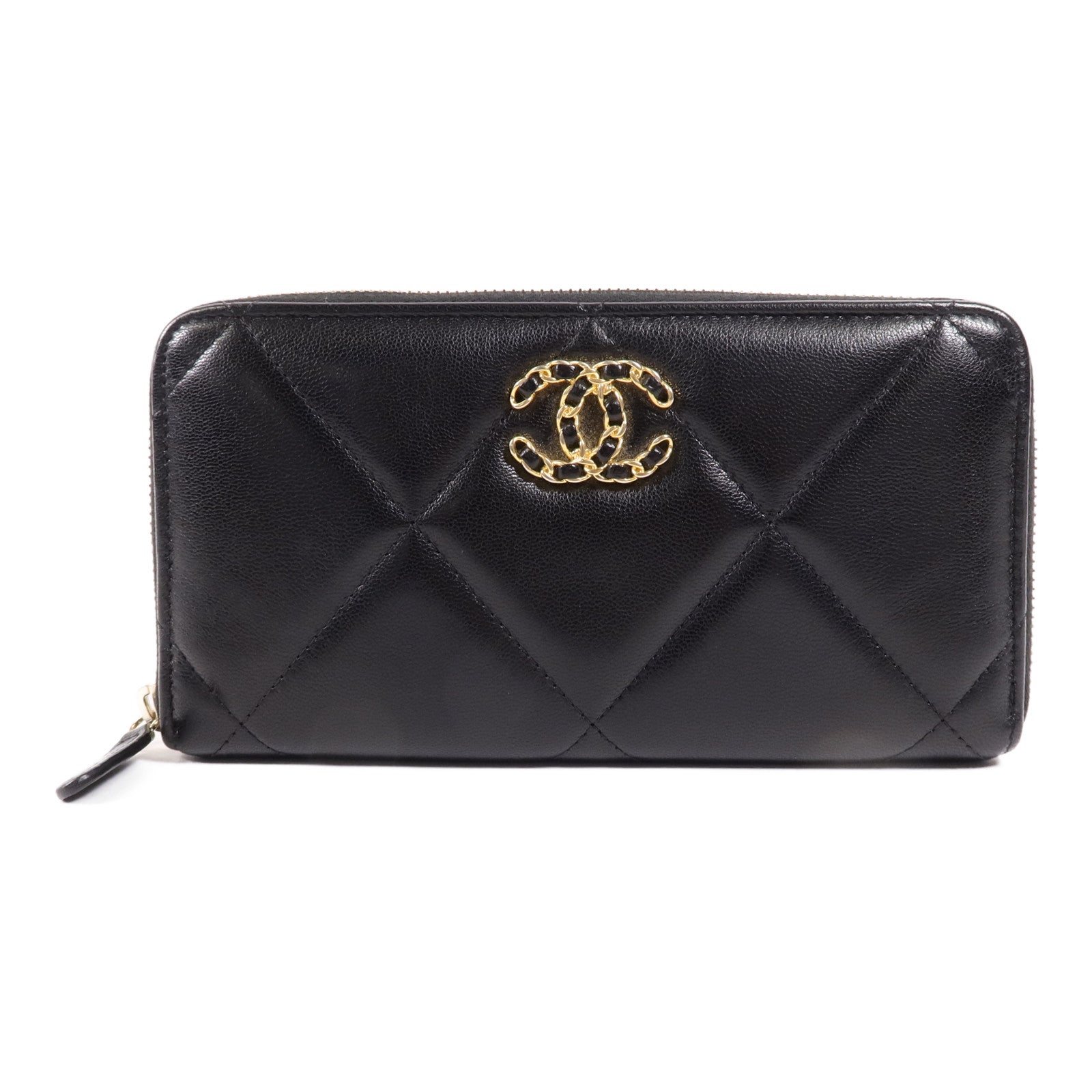 CHANEL 羊皮皮革C19 Long Wallet金扣長錢包