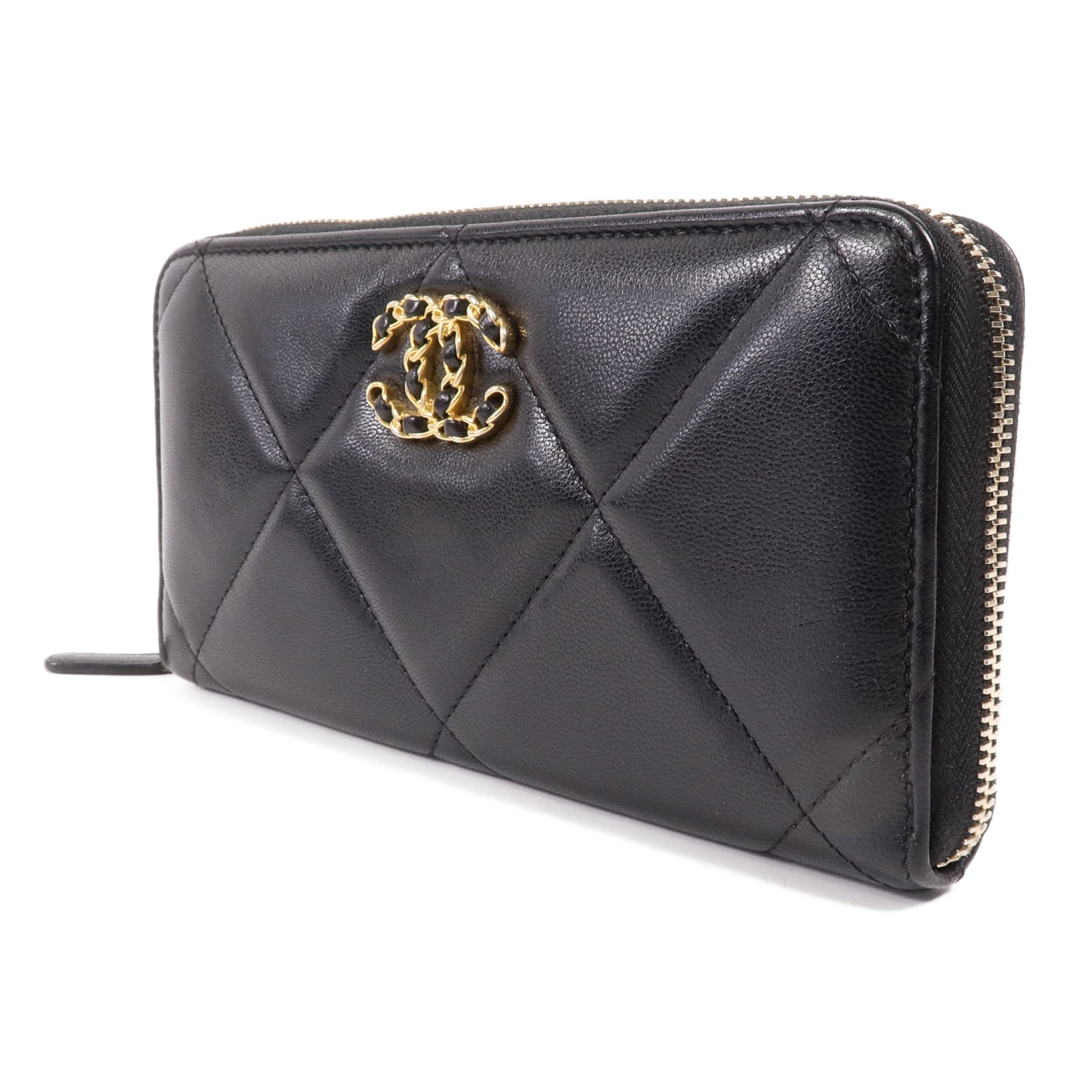 CHANEL 羊皮皮革C19 Long Wallet金扣長錢包