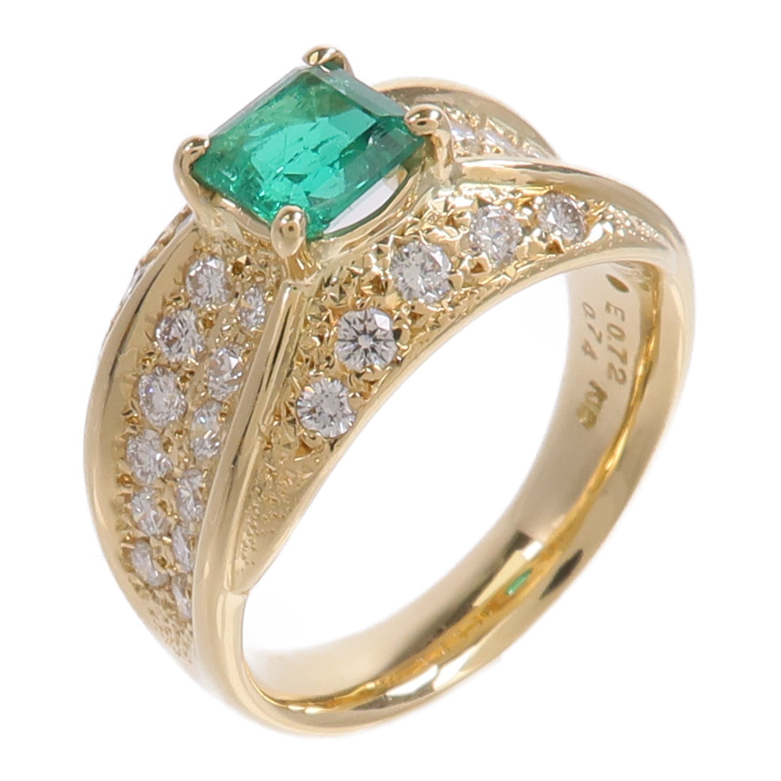 JEWELRY 18K黃金Emerald Diamond Ring綠寶石/鑽石戒指