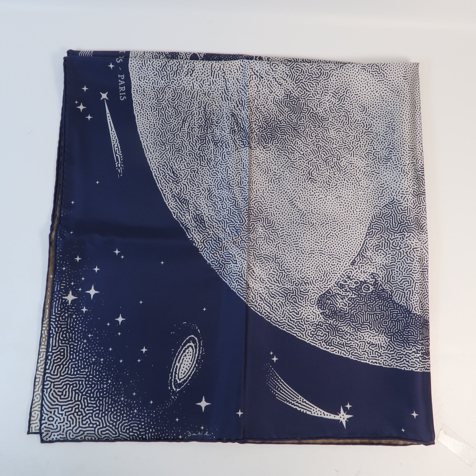 HERMES 絲質Scarf Double Print絲巾Blue/Gold