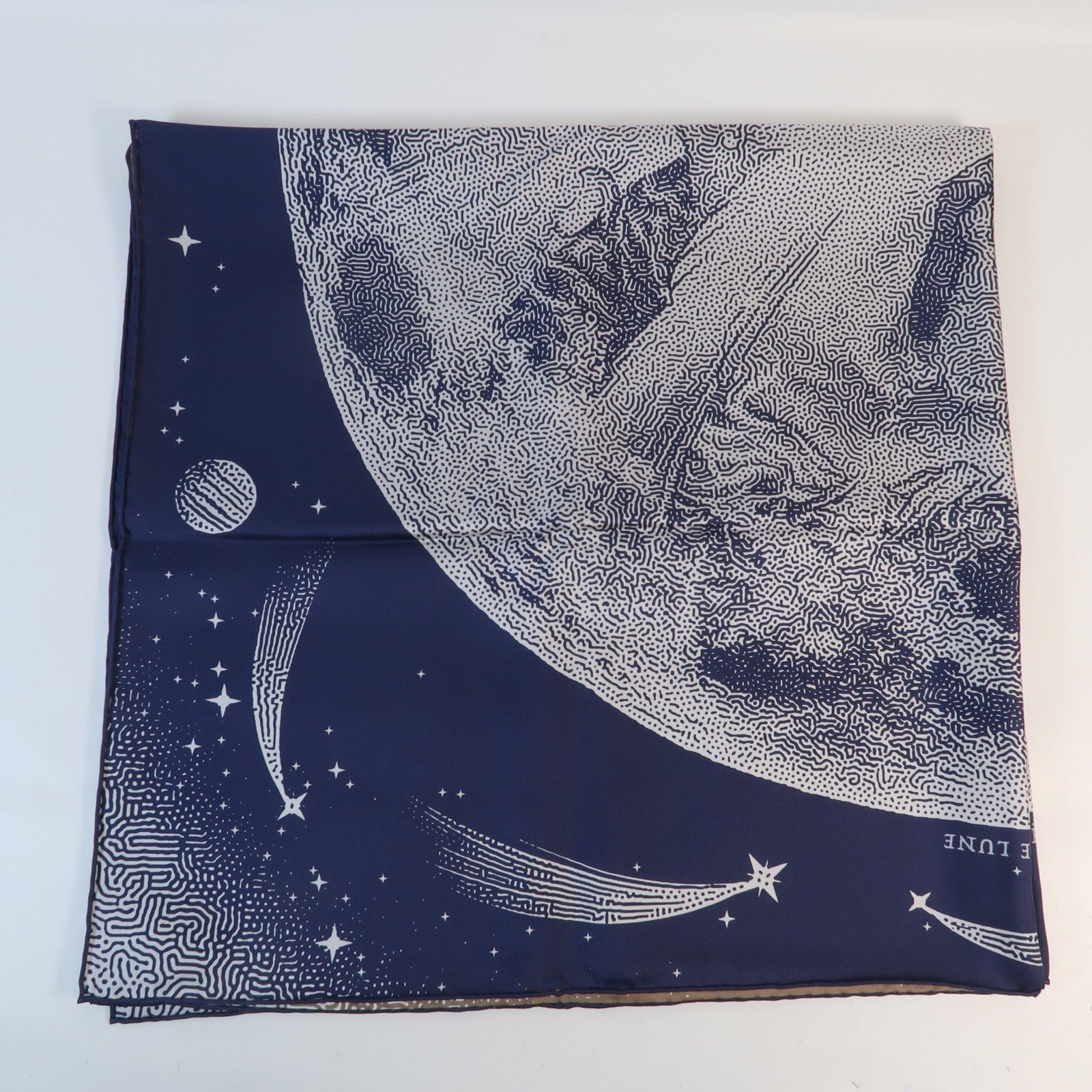 HERMES 絲質Scarf Double Print絲巾Blue/Gold