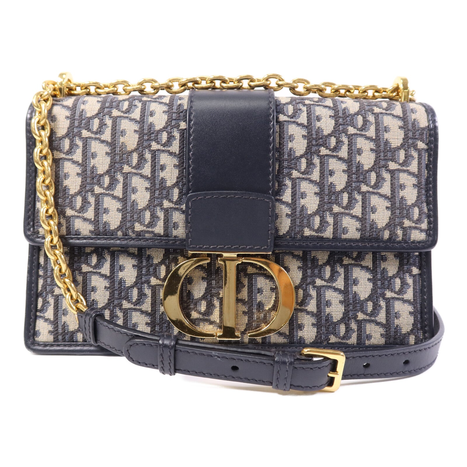 Dior Oblique Jacquard/皮革 30 Montaigne Chain Bag金扣鏈帶肩背袋