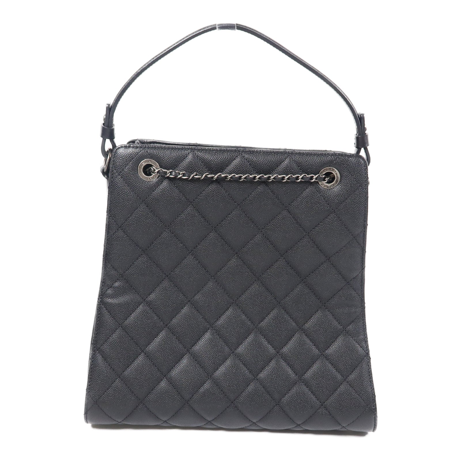 CHANEL CC SHW 2 Way Chain Shoulder Hand Bag Calfskin Leather Black