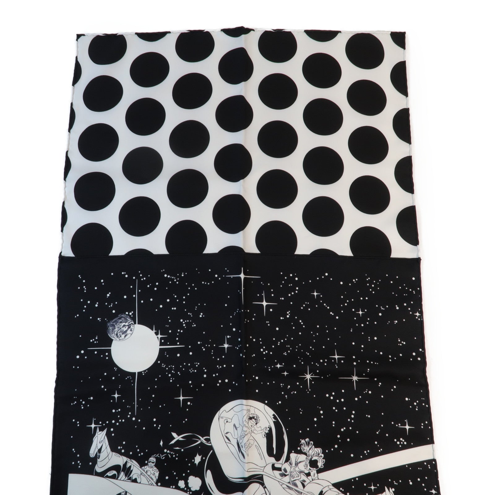 HERMES 絲質Muffler絲巾Black/White