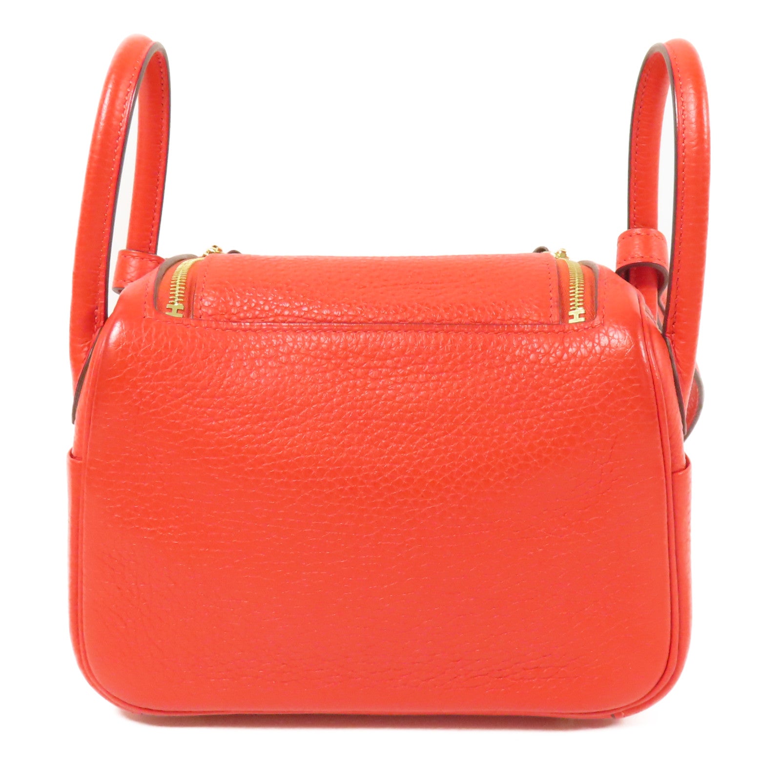 HERMES Clemence皮革Mini Lindy金扣手挽肩背兩用袋Rouge De Coeur