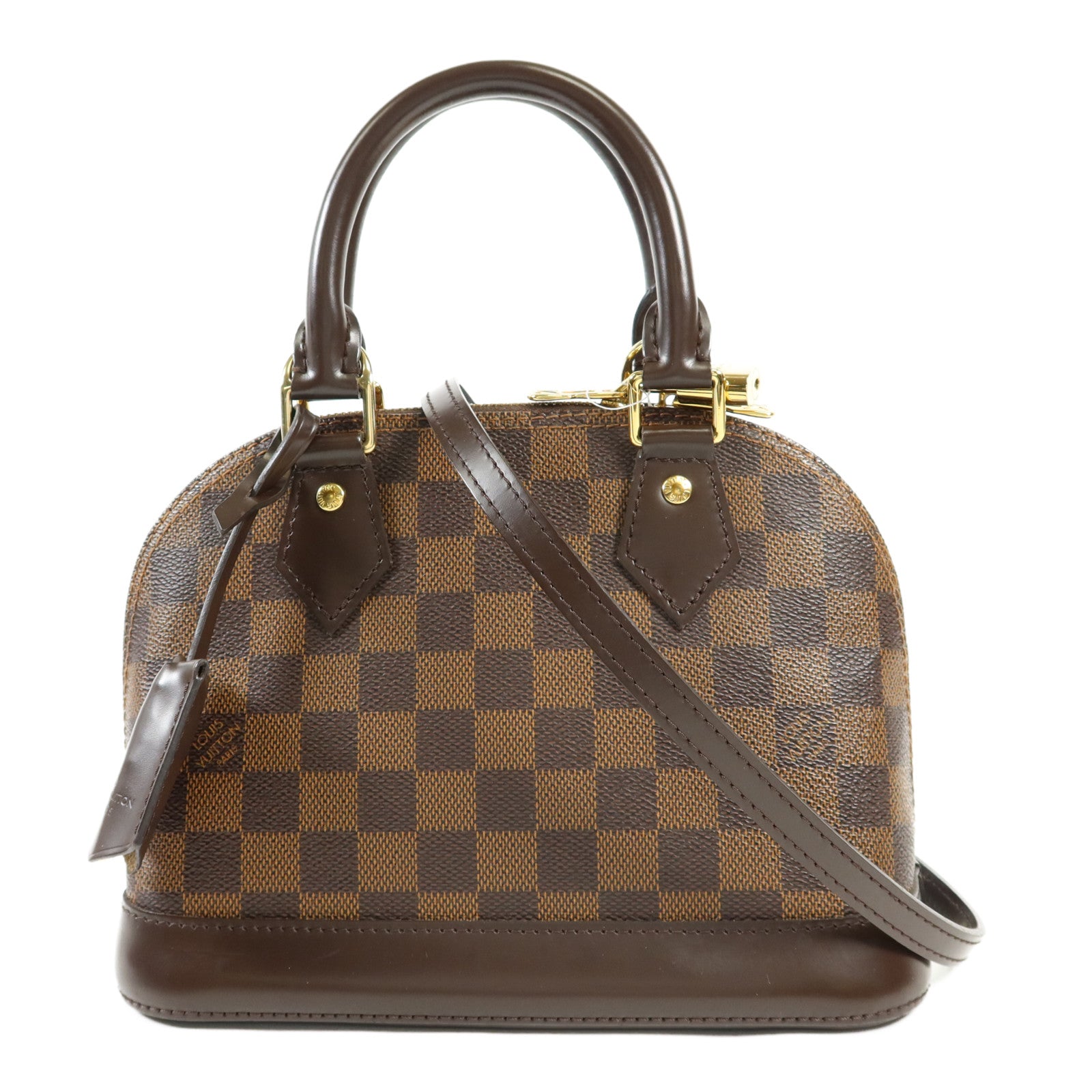 LOUIS VUITTON Damier Alma BB金扣手挽肩背兩用袋棕色