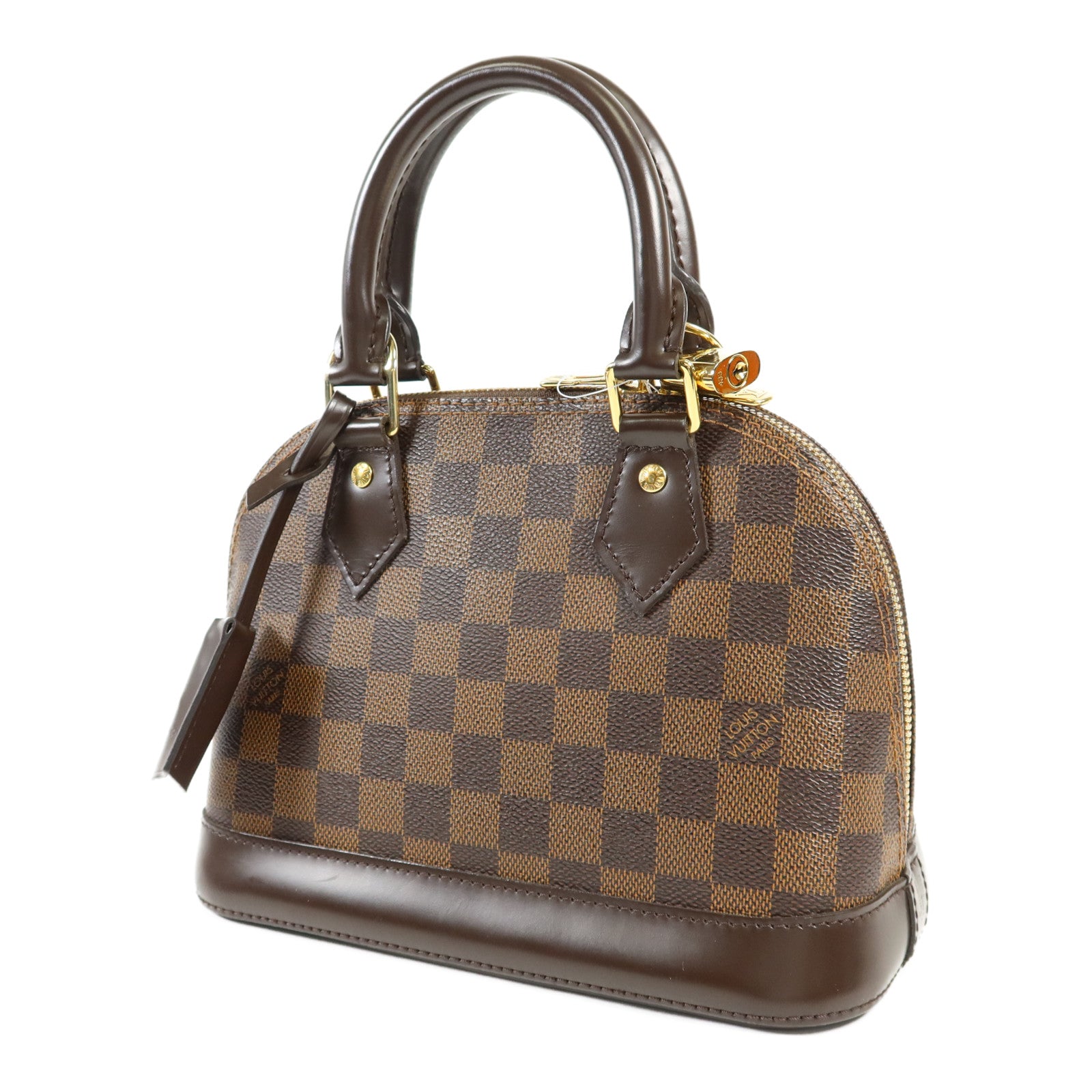 LOUIS VUITTON Damier Alma BB金扣手挽肩背兩用袋棕色