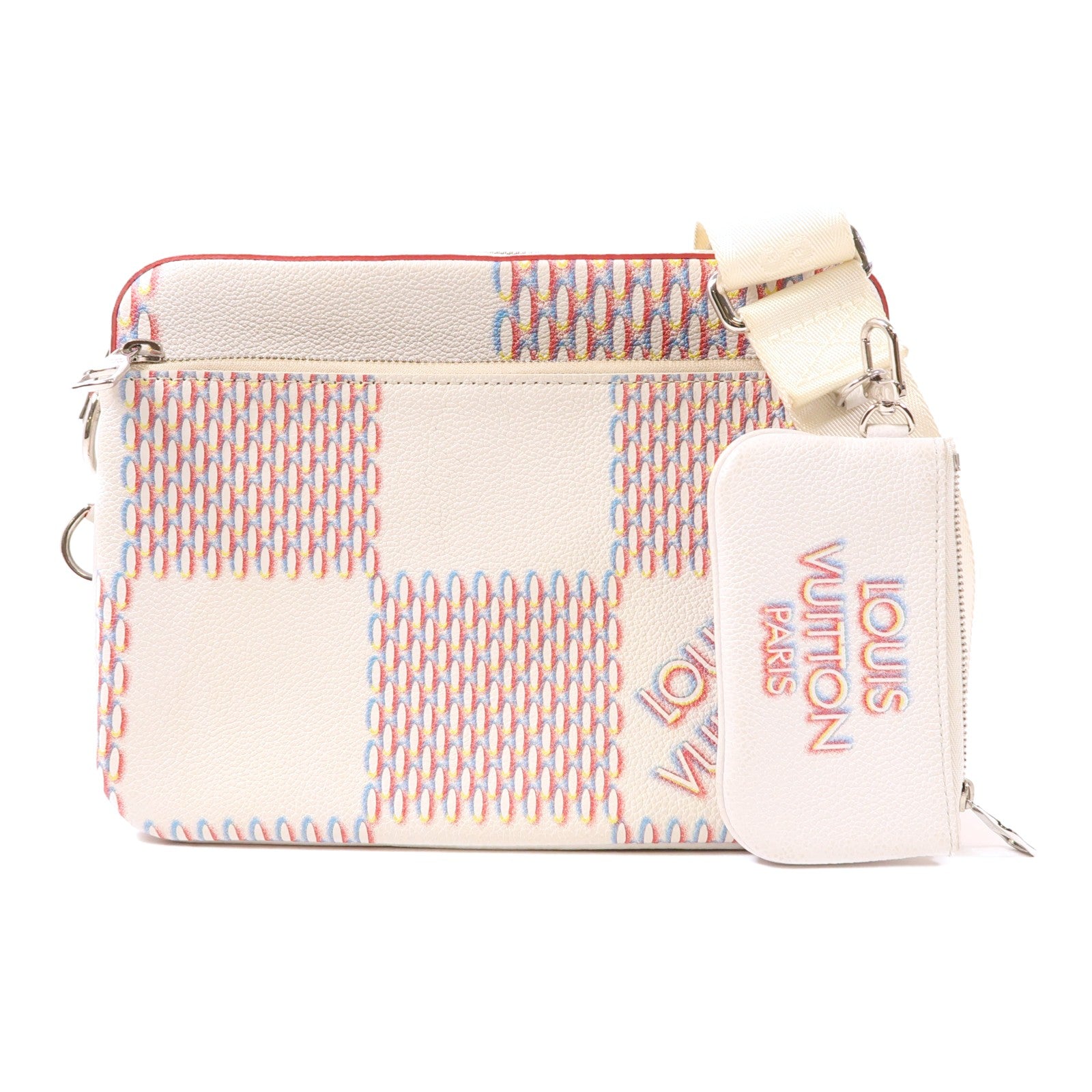 LOUIS VUITTON Damier Giant Spray Trio Messenger銀扣肩背袋