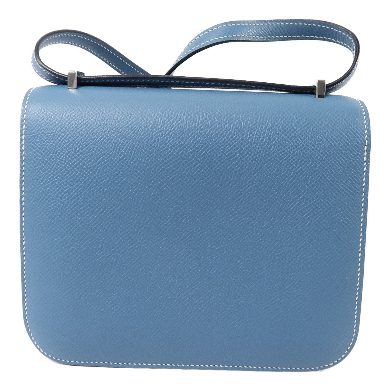 HERMES Epsom皮革Constance Mini肩背袋New Bleu Jean