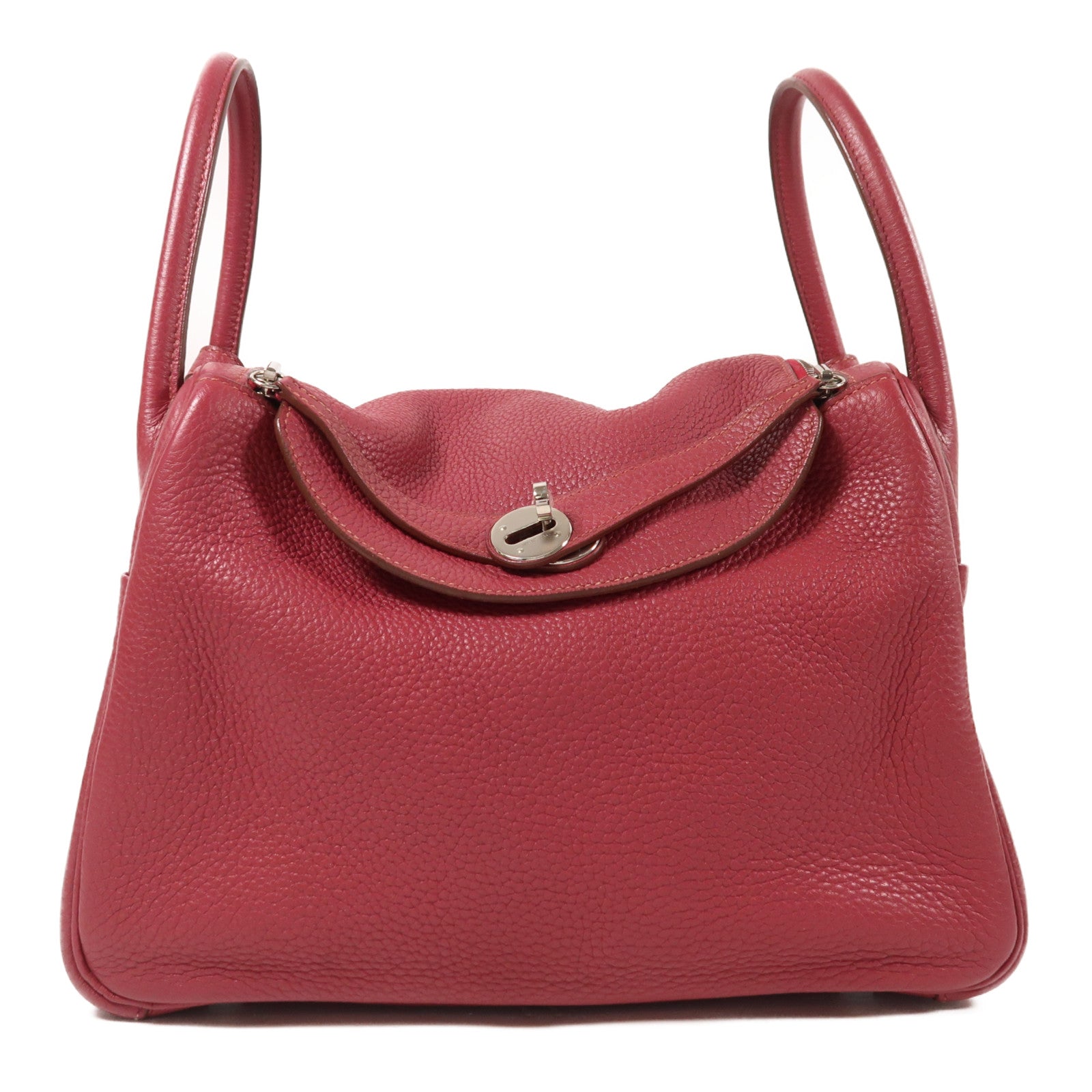 HERMES Clemence皮革Lindy 30銀扣手挽肩背兩用袋Rubis