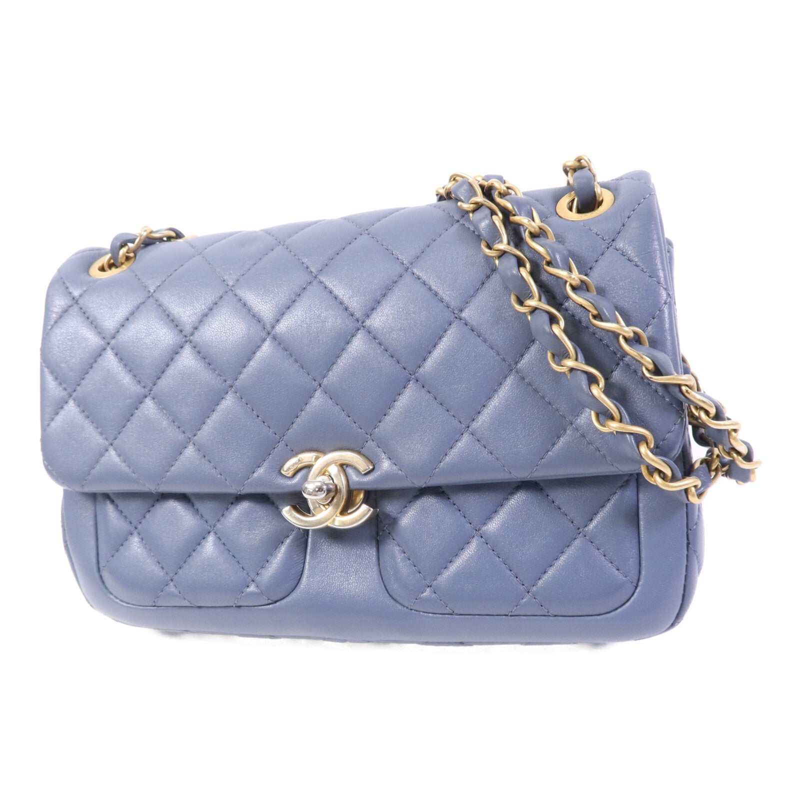 CHANEL 羊皮皮革Chain Shoulder Bag金扣鏈帶肩背袋