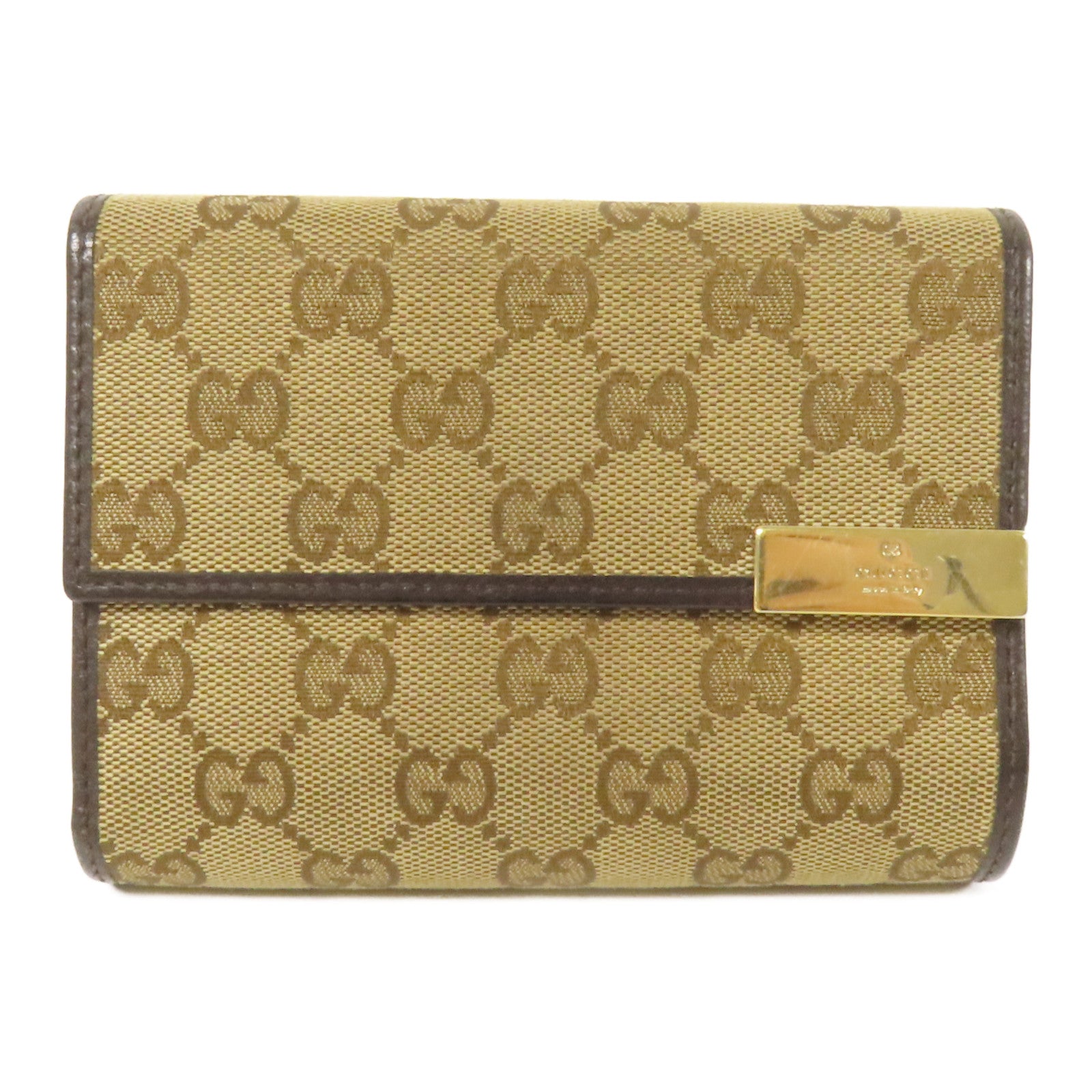 GUCCI 帆布Tri-Fold Wallet金扣錢包