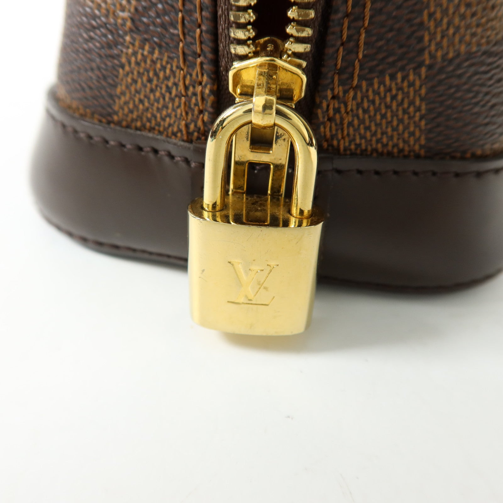 LOUIS VUITTON Damier Alma BB金扣手挽肩背兩用袋棕色