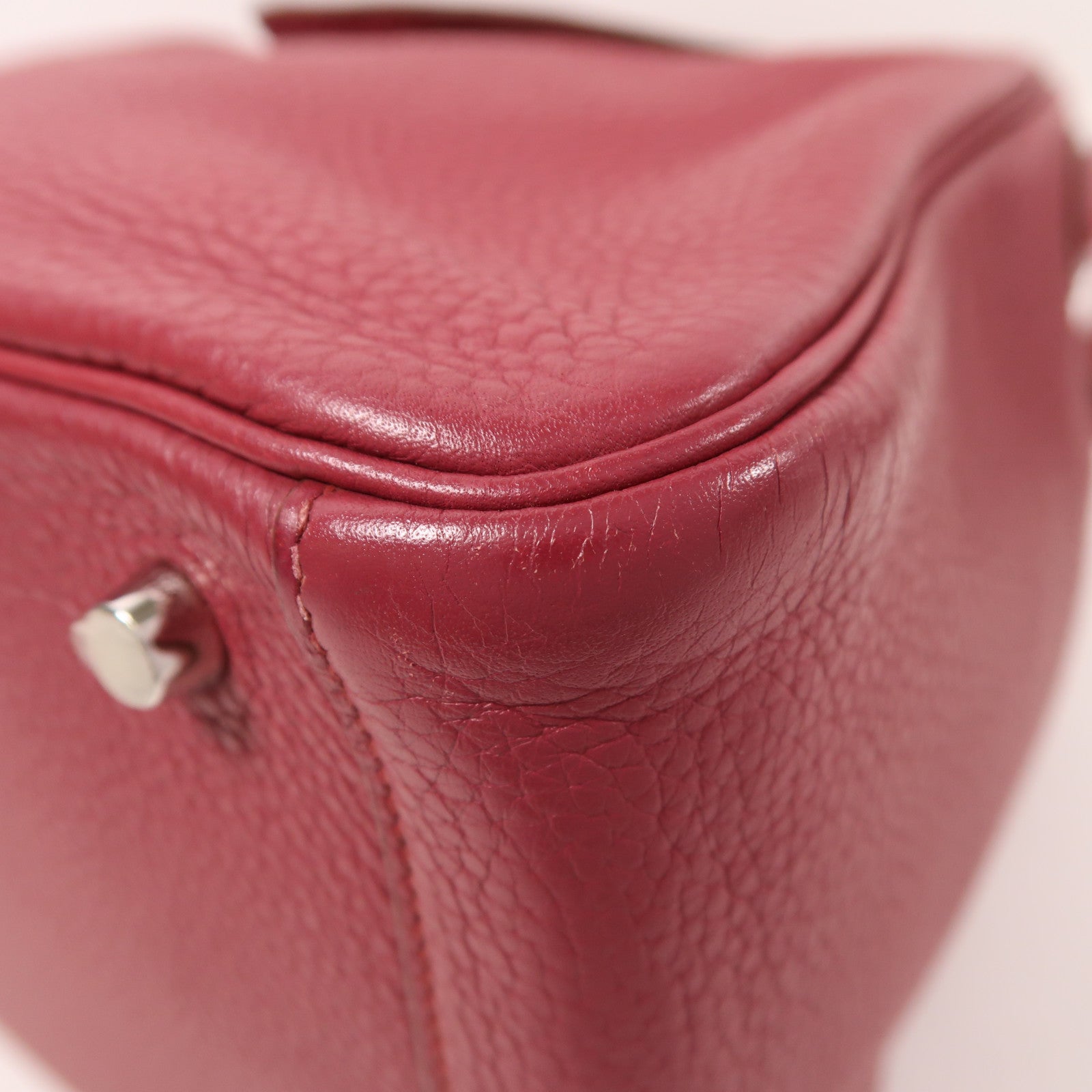 HERMES Clemence皮革Lindy 30銀扣手挽肩背兩用袋Rubis