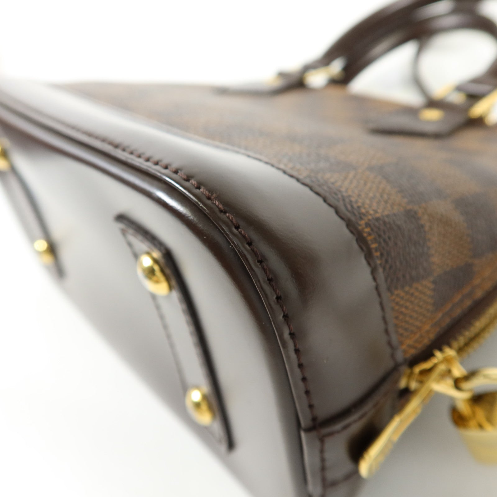 LOUIS VUITTON Damier Alma BB金扣手挽肩背兩用袋棕色