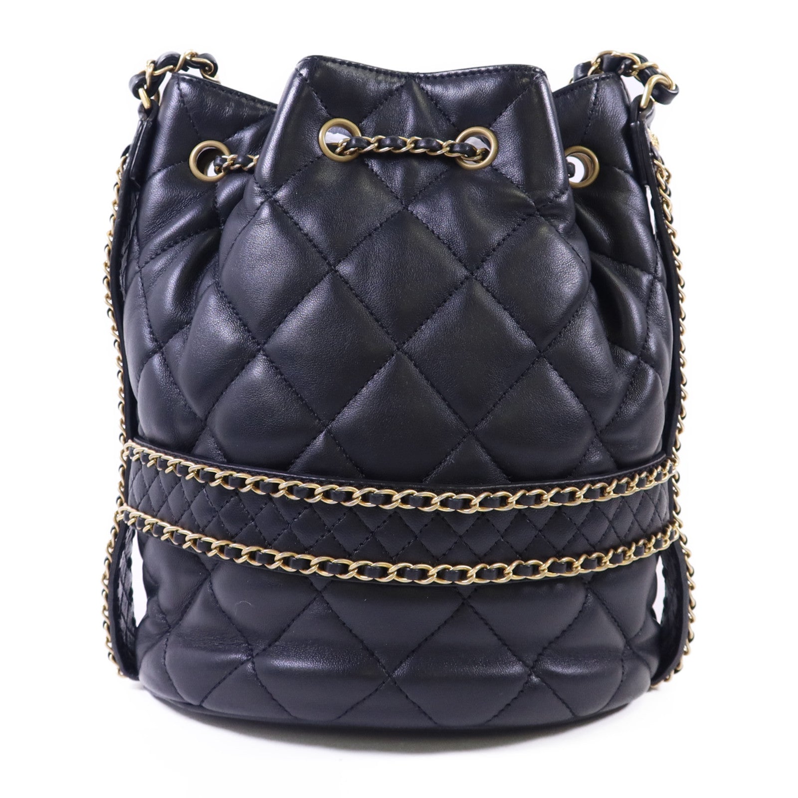 CHANEL 羊皮皮革Bucket Bag金扣肩背袋