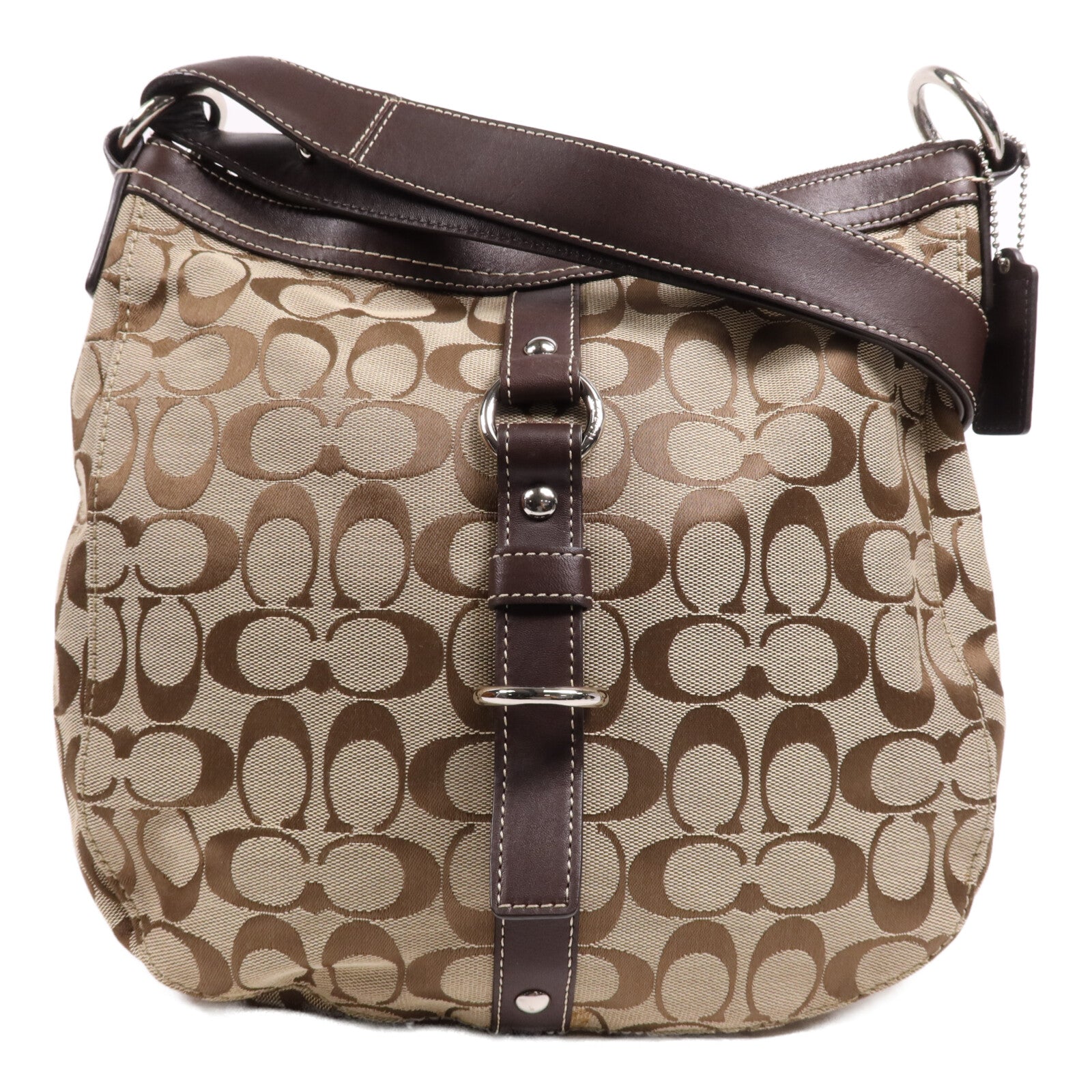 COACH 【激減優惠】帆布Shoulder Bag銀扣肩背袋