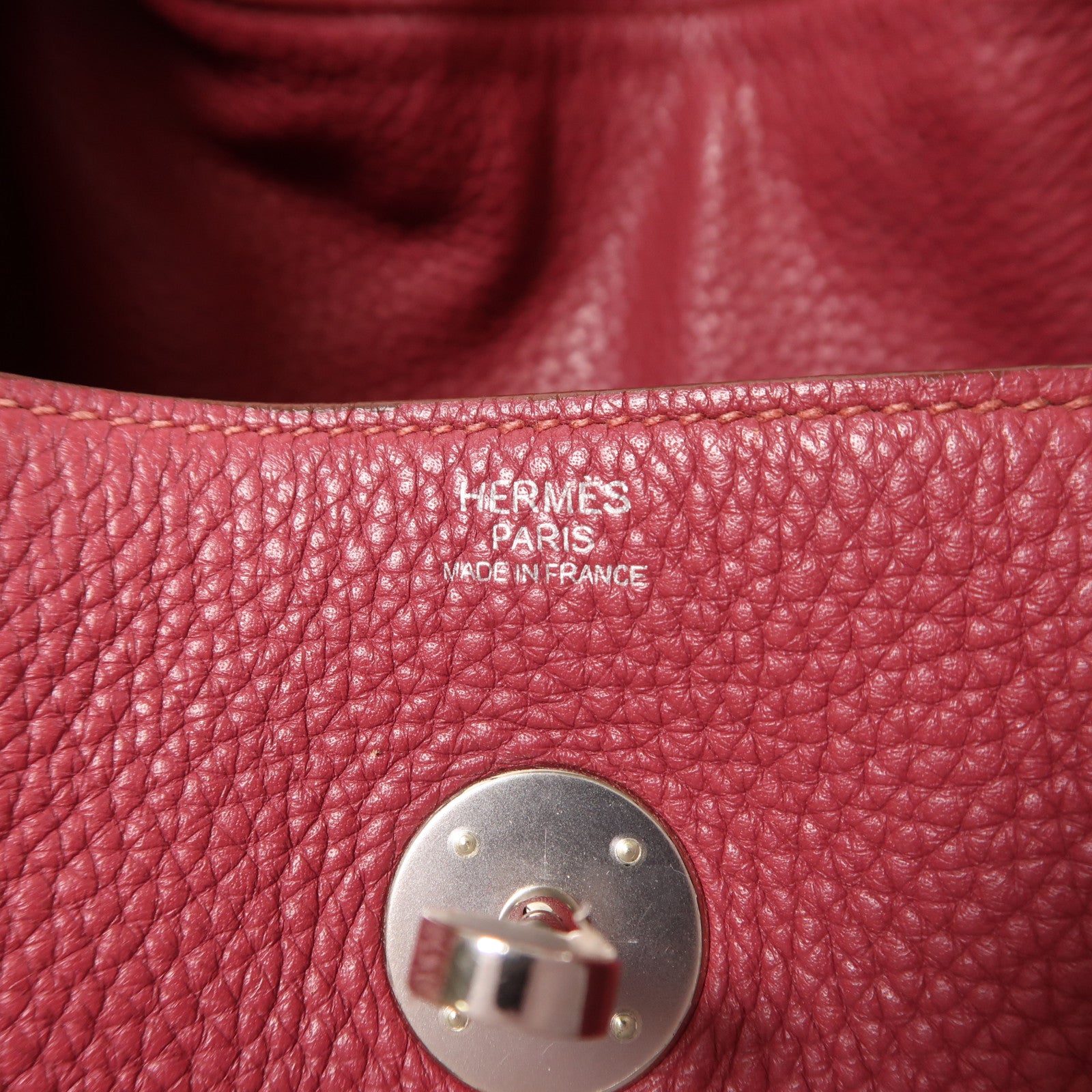 HERMES Clemence皮革Lindy 30銀扣手挽肩背兩用袋Rubis