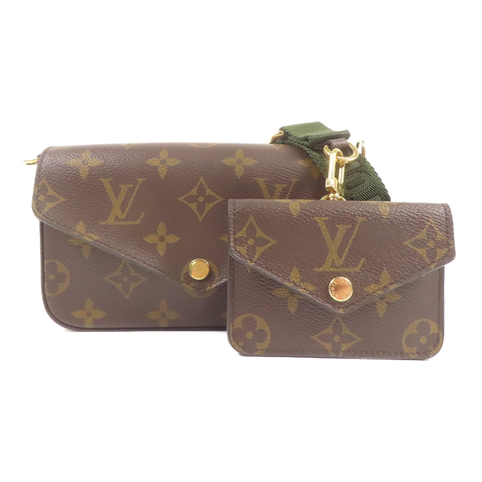 LOUIS VUITTON LV GHW Felicie Strap & Go Shoulder Bag M80091 Monogram Brown/Green