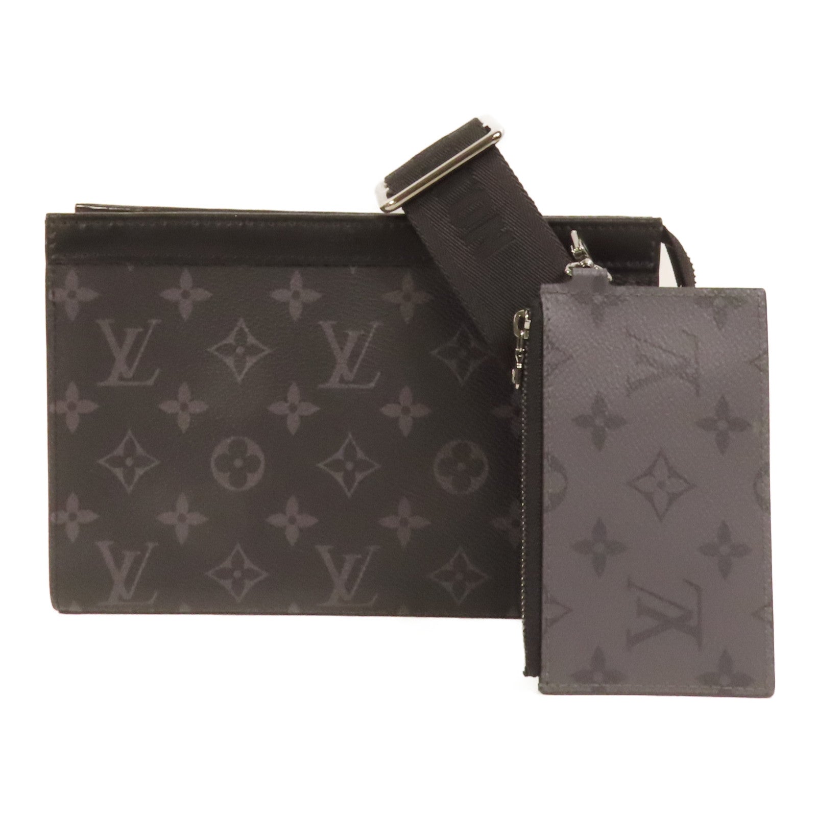 LOUIS VUITTON Monogram Eclipse Gaston銀扣肩背袋