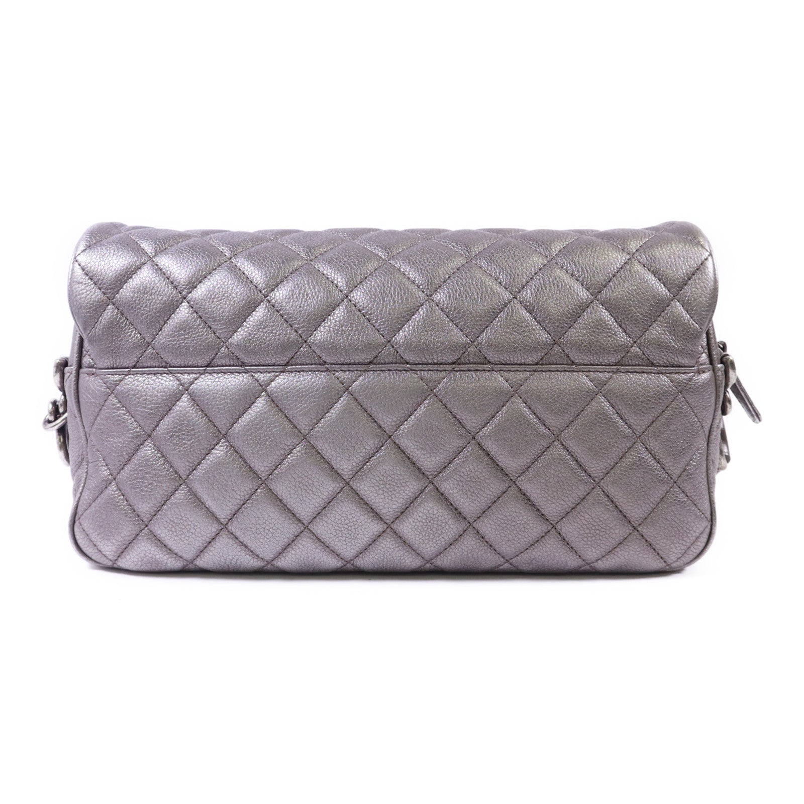 CHANEL 牛皮皮革Chain Shoulder銀扣鏈帶肩背袋