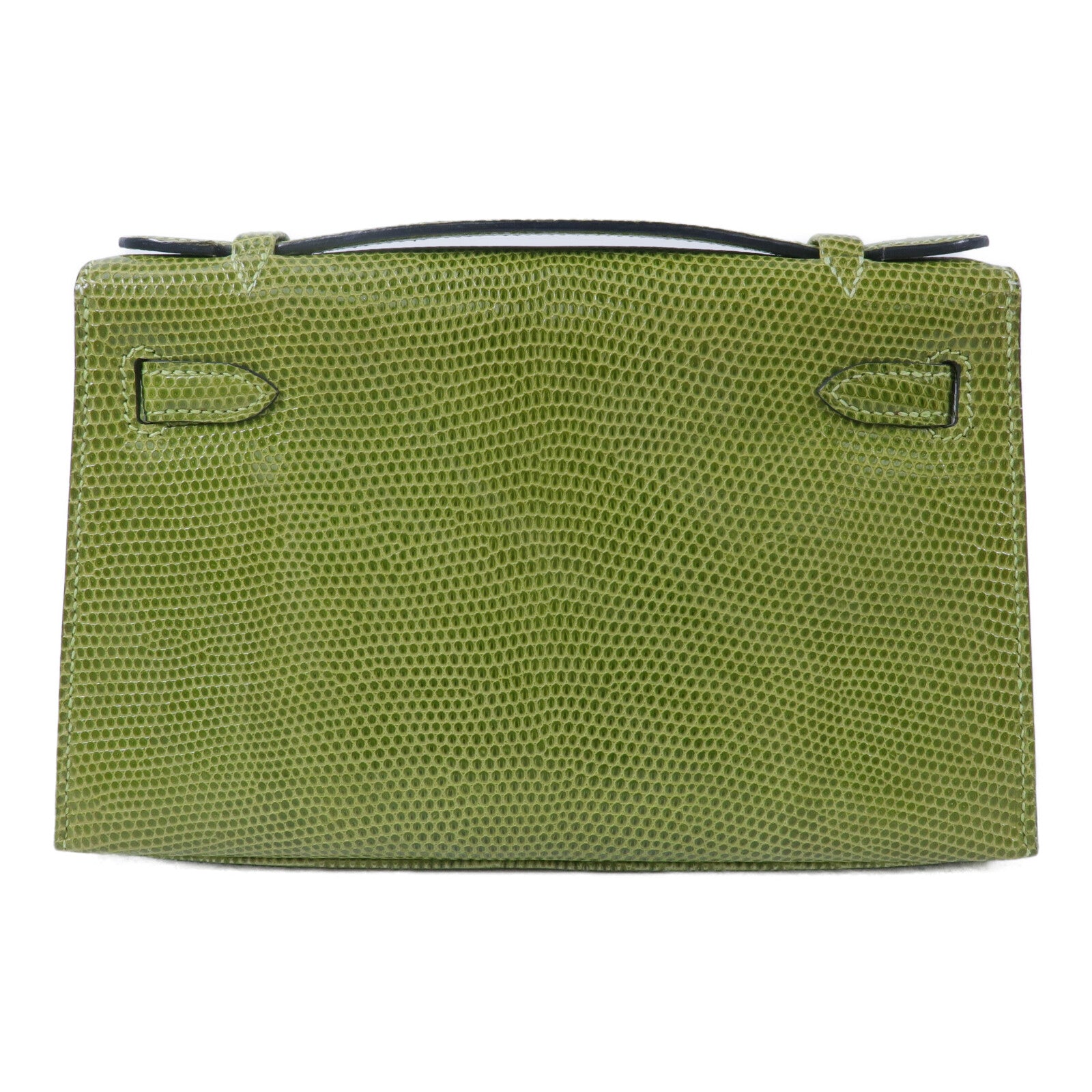 HERMES 蜥蝪皮革Kelly Pochette手挽袋Vert Anis