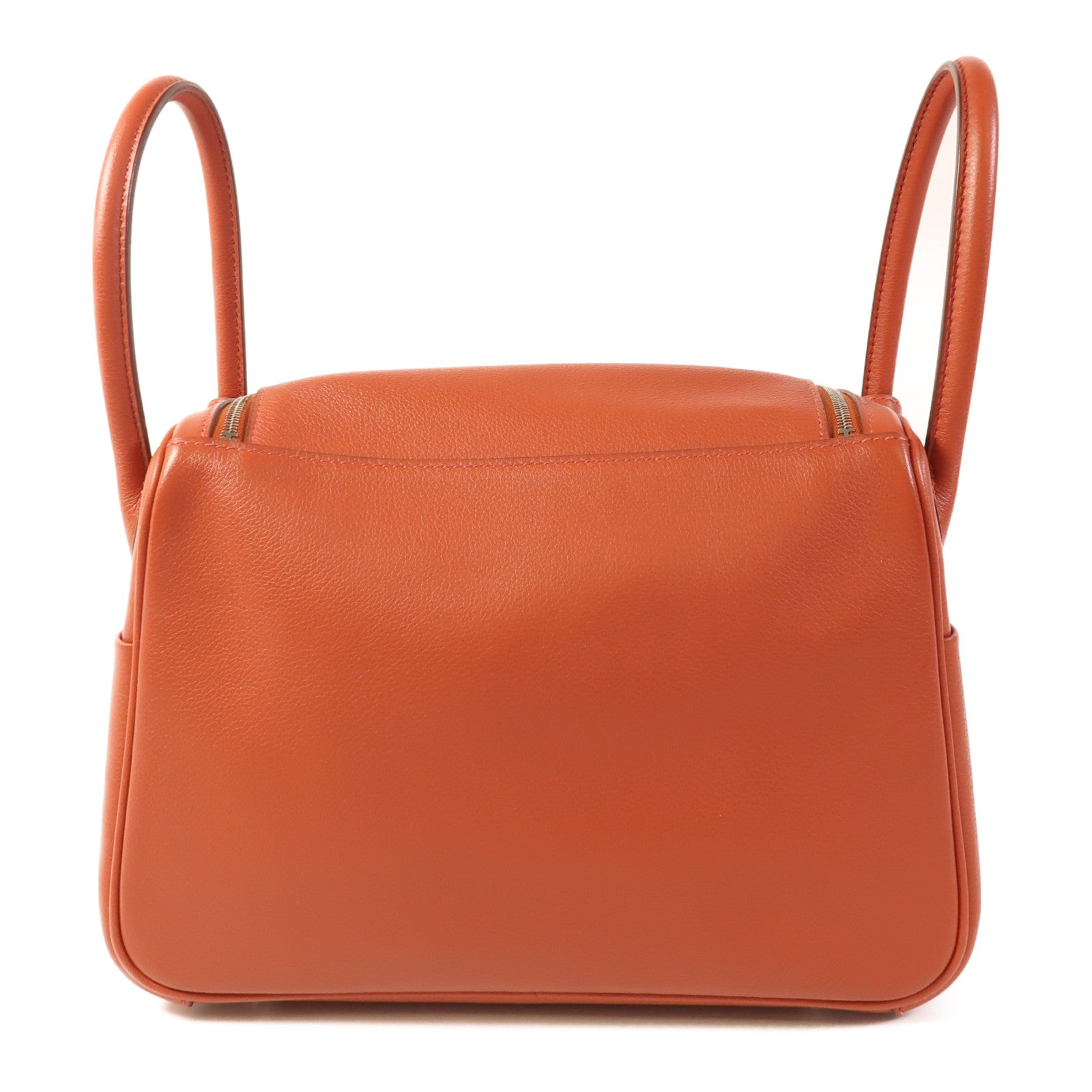 HERMES Evercolor皮革Lindy 26銀扣手挽肩背兩用袋Brique