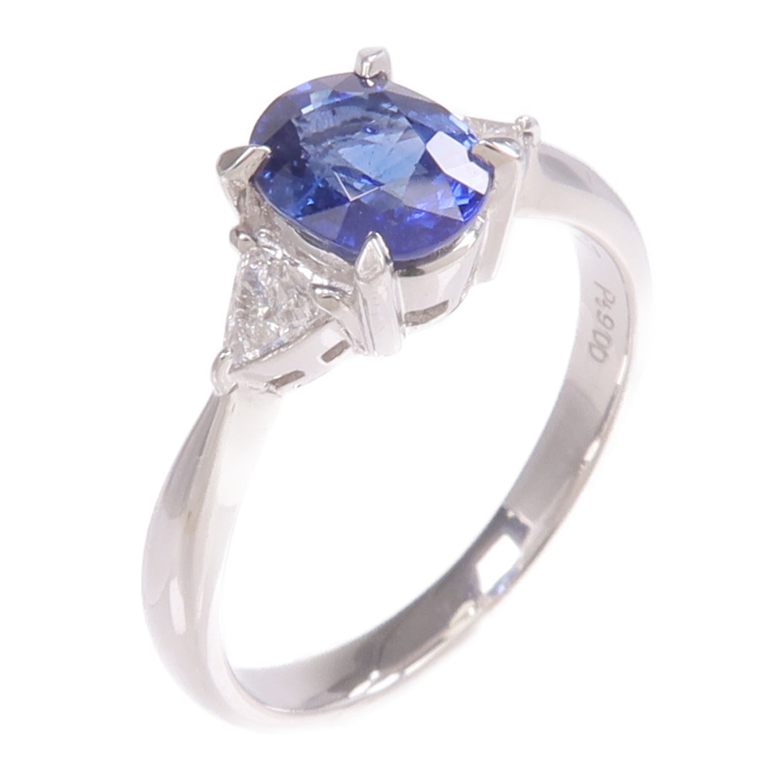 JEWELRY PT900鉑金Sapphire Diamond Ring藍寶石/鑽石戒指US#6.5