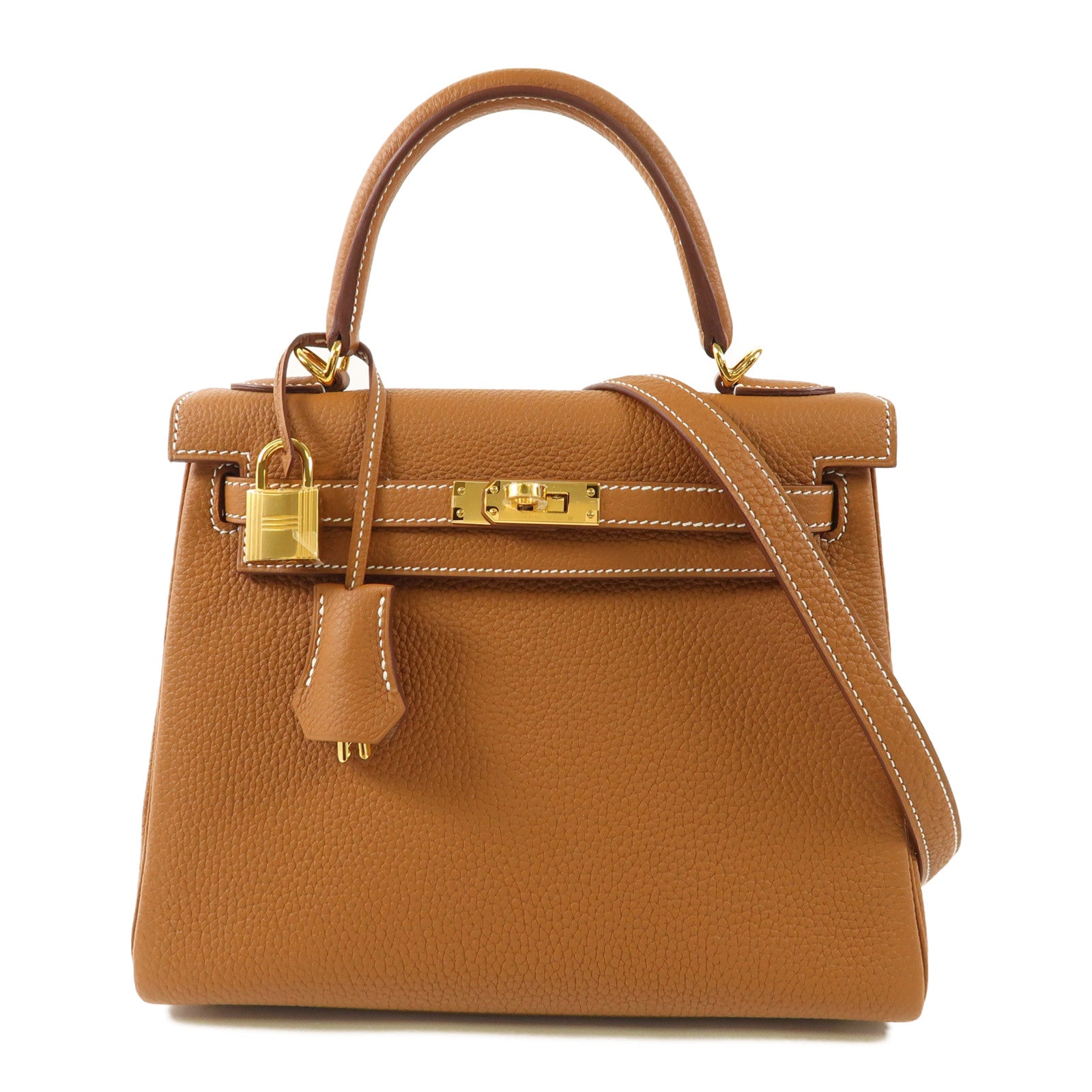 HERMES 【激減優惠】Togo皮革Kelly 25金扣手挽肩背兩用袋37 Gold