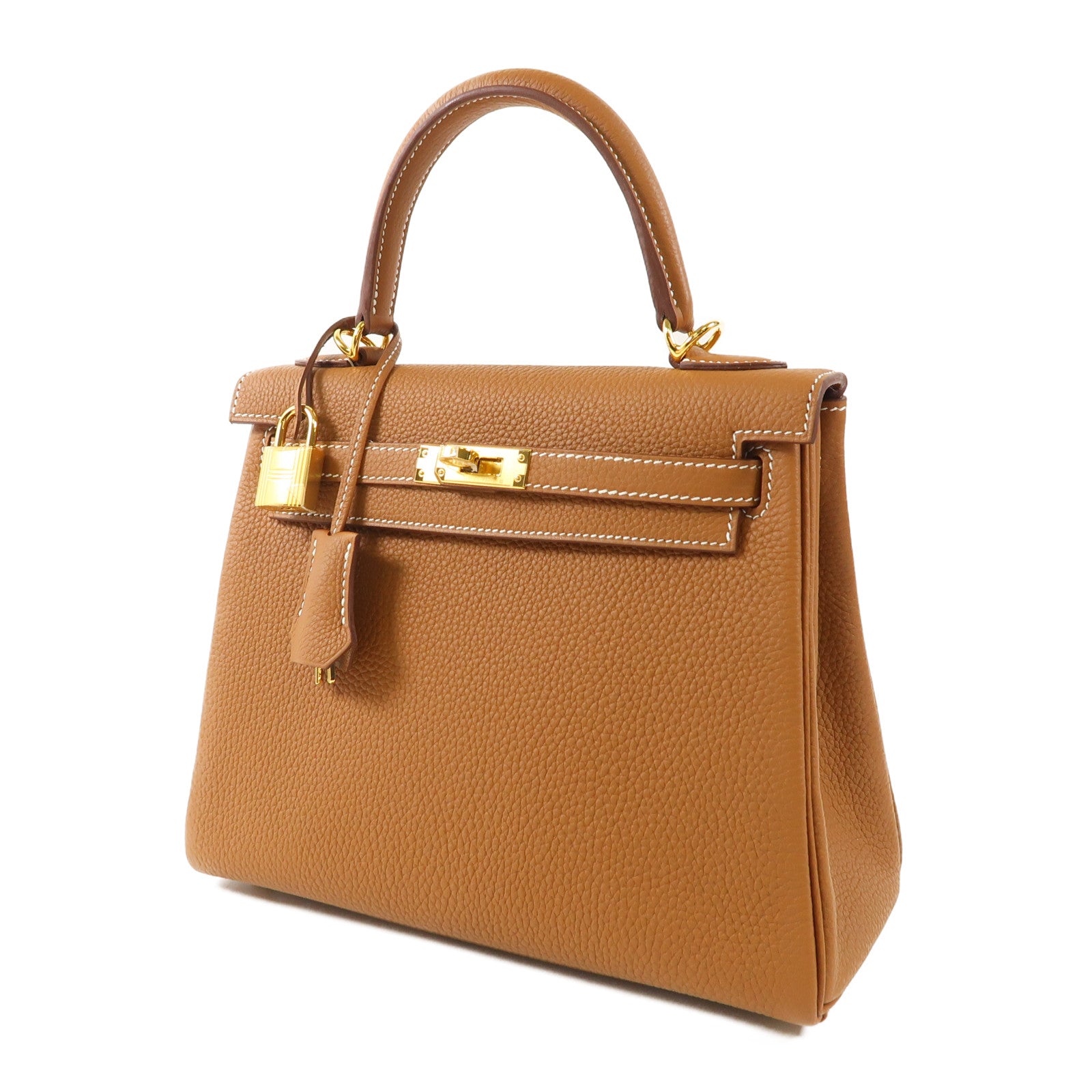 HERMES 【激減優惠】Togo皮革Kelly 25金扣手挽肩背兩用袋37 Gold